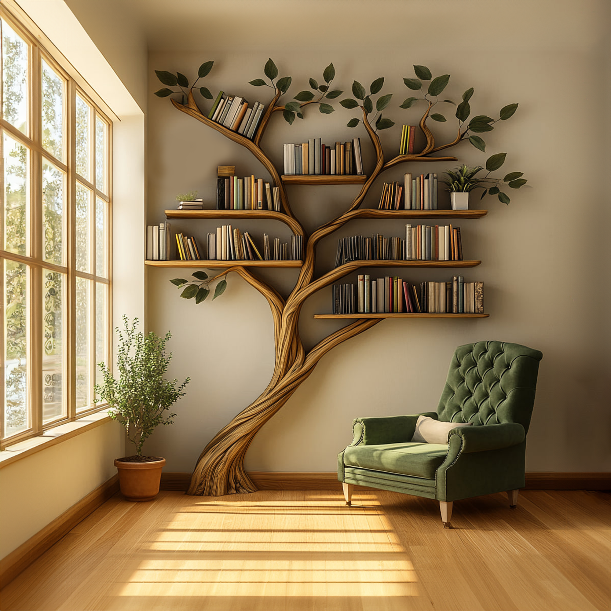 Rustic Tree Wall Shelf Living Room Artistic Display SINLKITB482