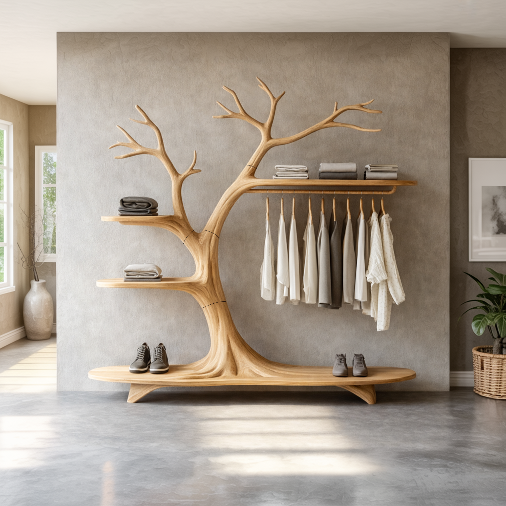Minimalist Tree Coat Rack Scandinavian Hallway SINLKITCR087