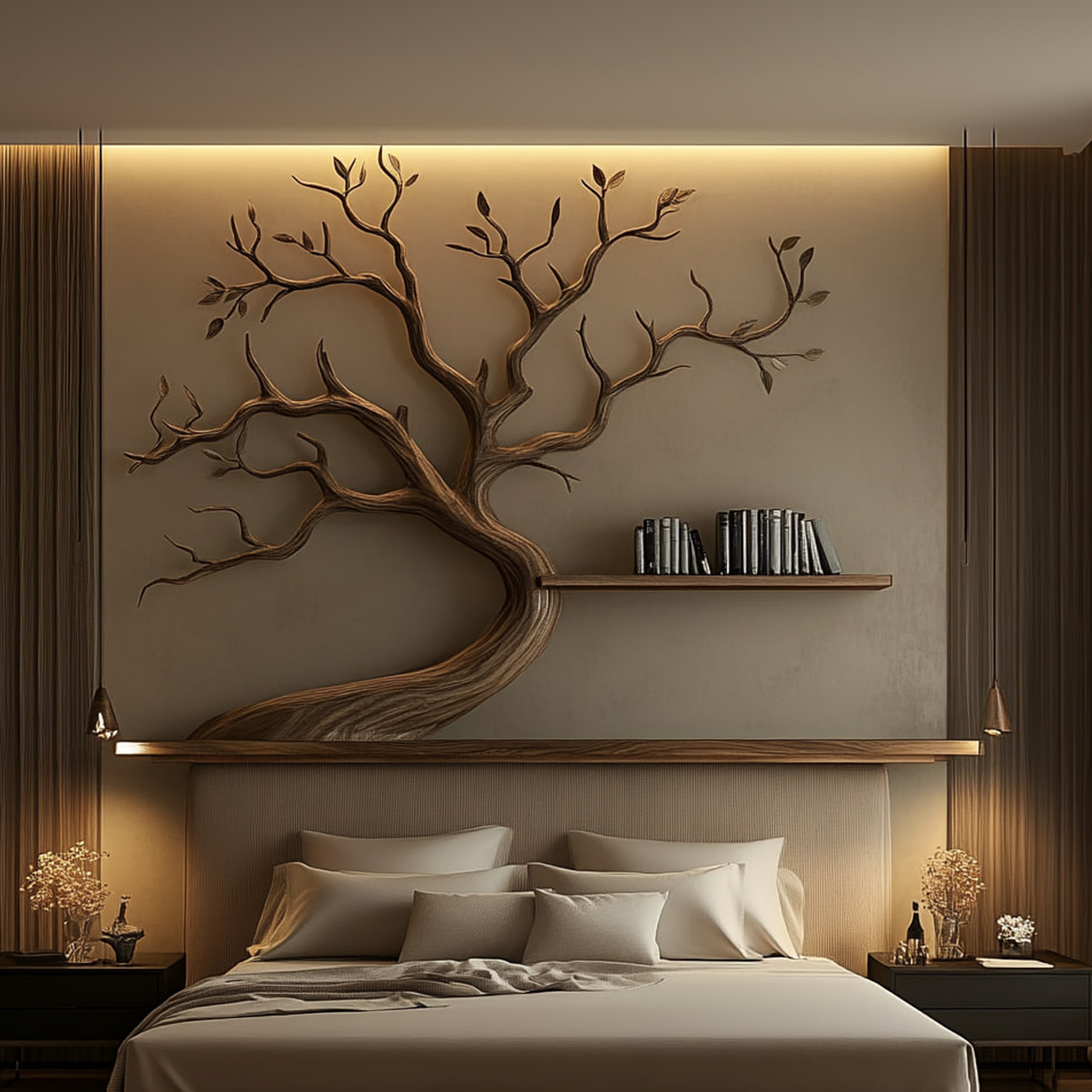 Mid Century Tree Branch Bookshelf Bedroom Wall Decor SINLKITBS097