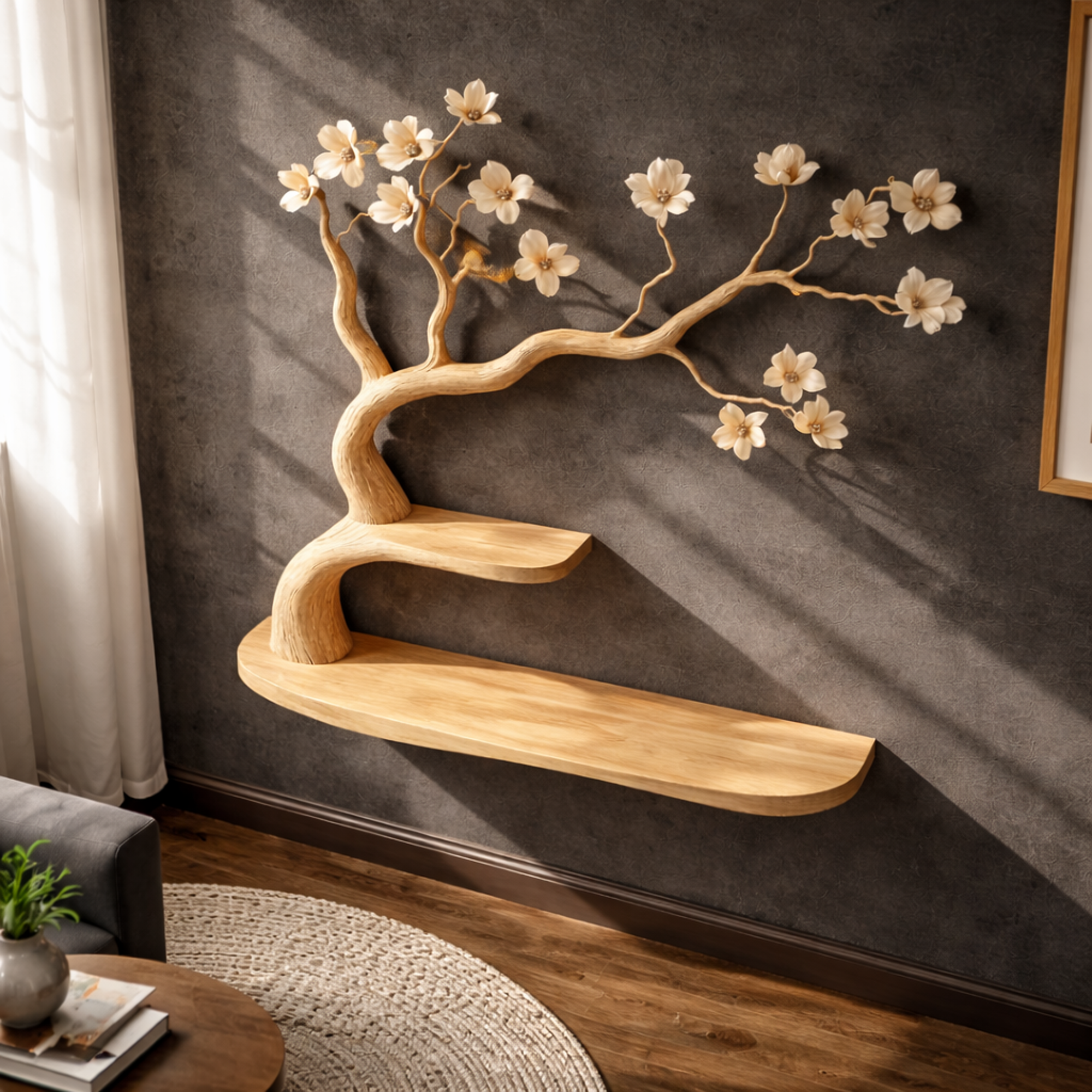 Rustic Artistic Tree Bookshelf Wall Decor For Home Library SINLKIFL251
