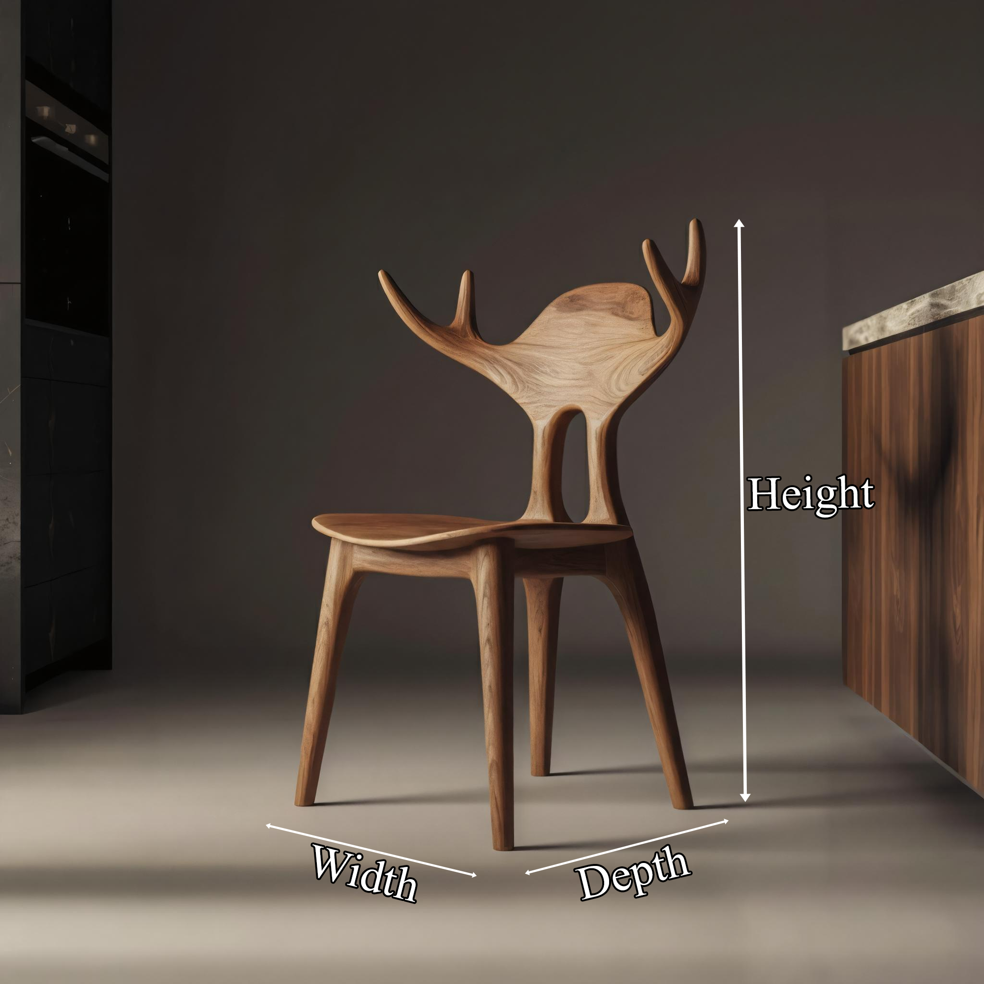 Rustic Sculptural Wooden Chair Dining Room Interior Art Furniture SINLKIWC036