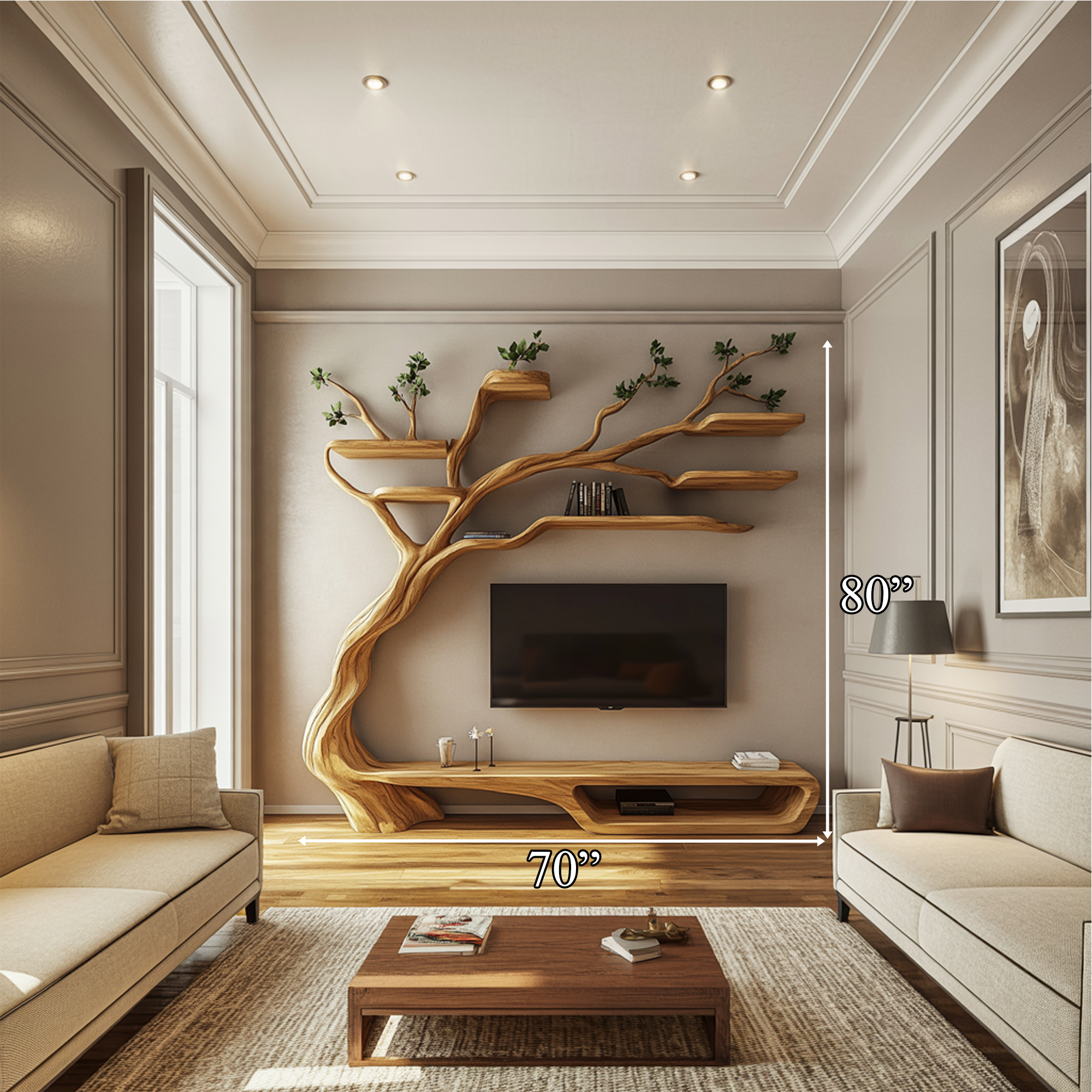 Rustic Artistic Branch Storage Shelf Living Room Interior Decor SINLKITB610