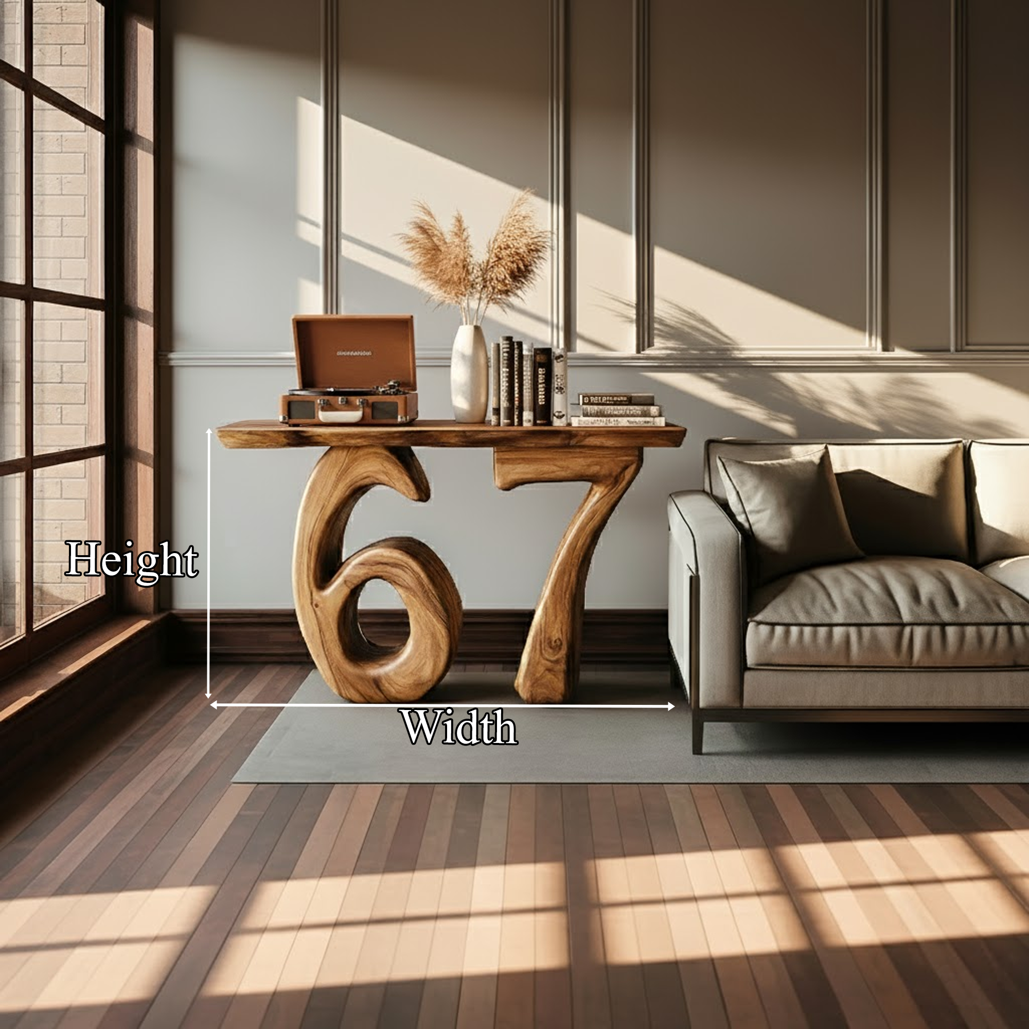 Sculptural Number 67 Console Table Entryway Or Living Room Decor SINLKICS416