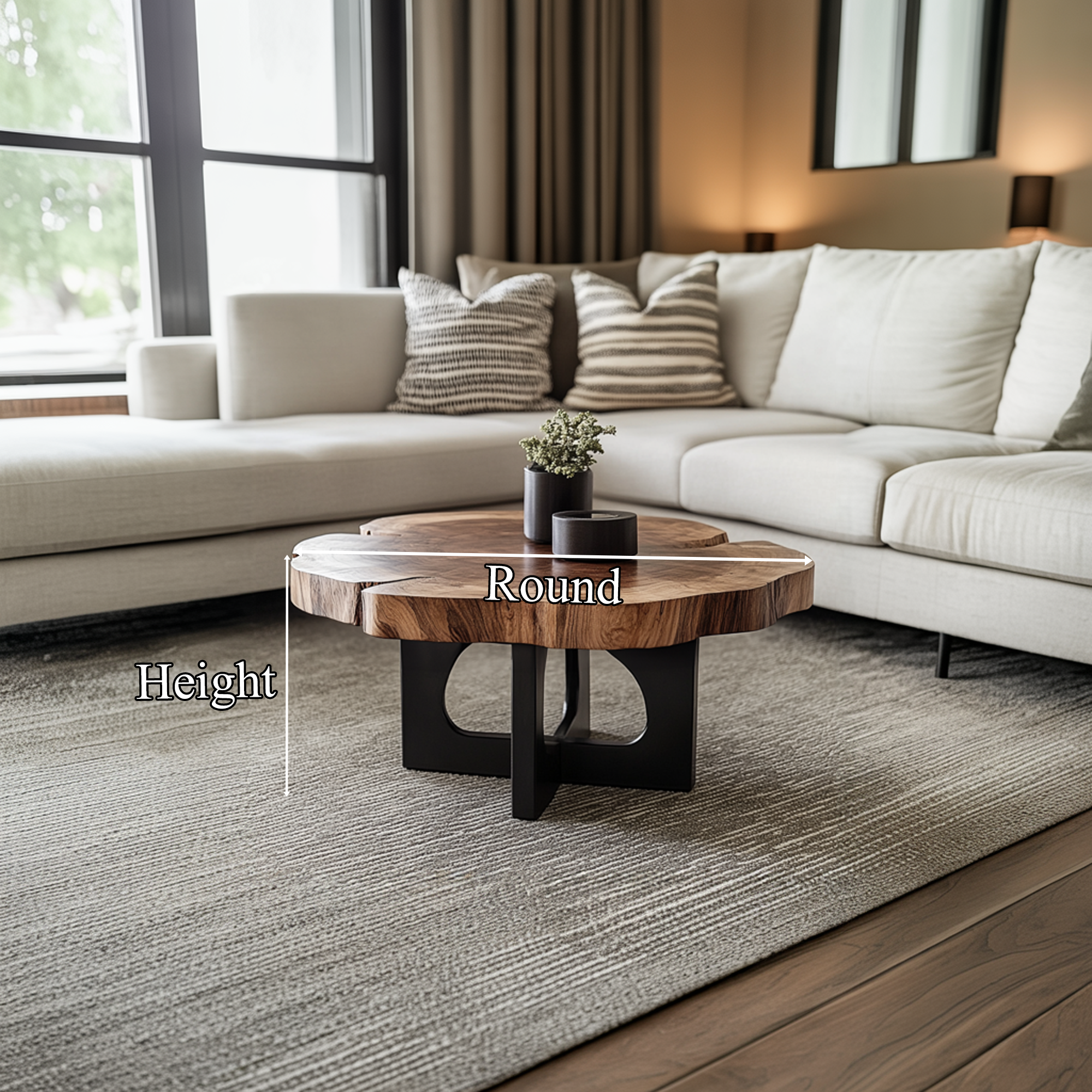 Natural Live Edge Coffee Table Living Room Interior SINLKICF261