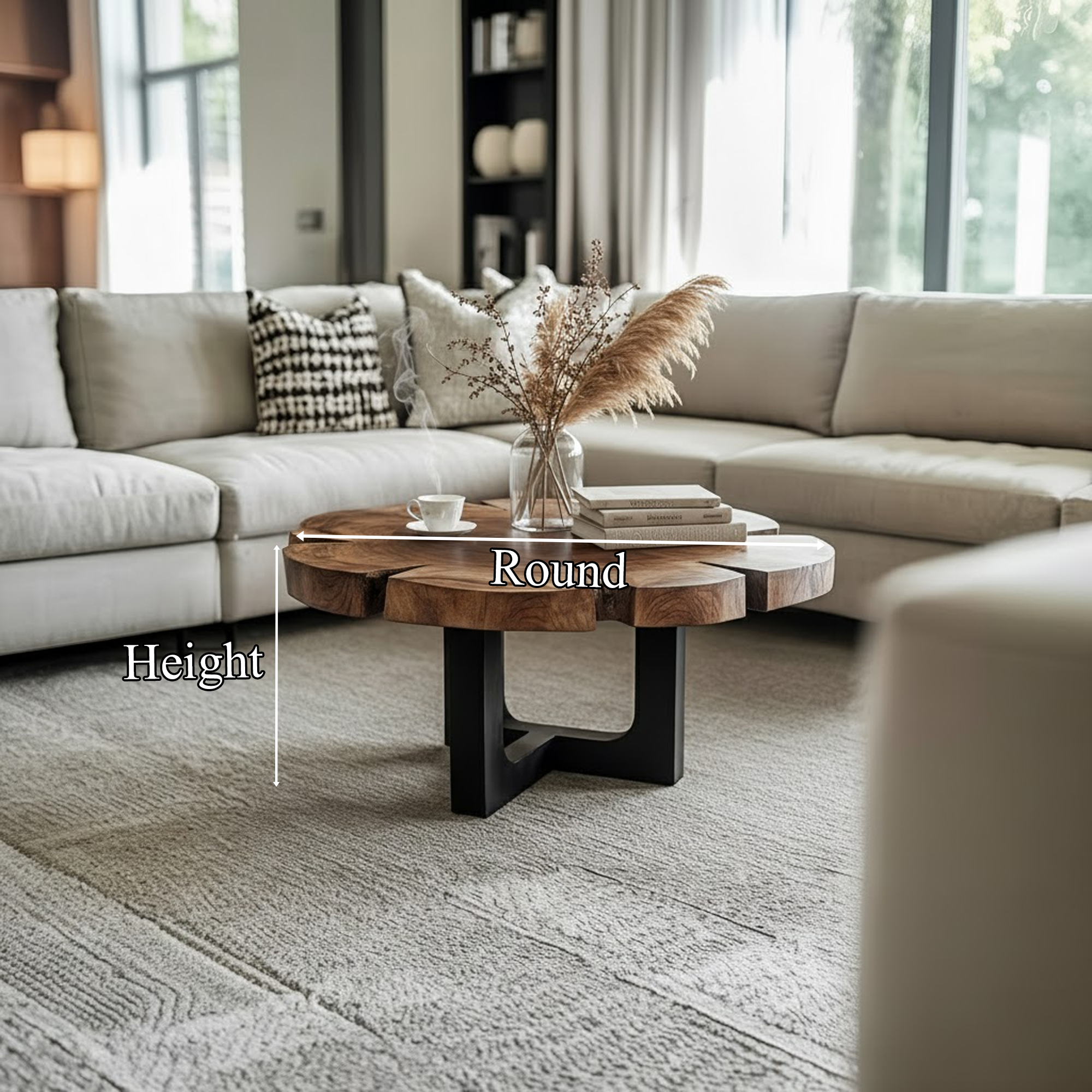 Rustic Live Edge Coffee Table Living Room SINLKICF260