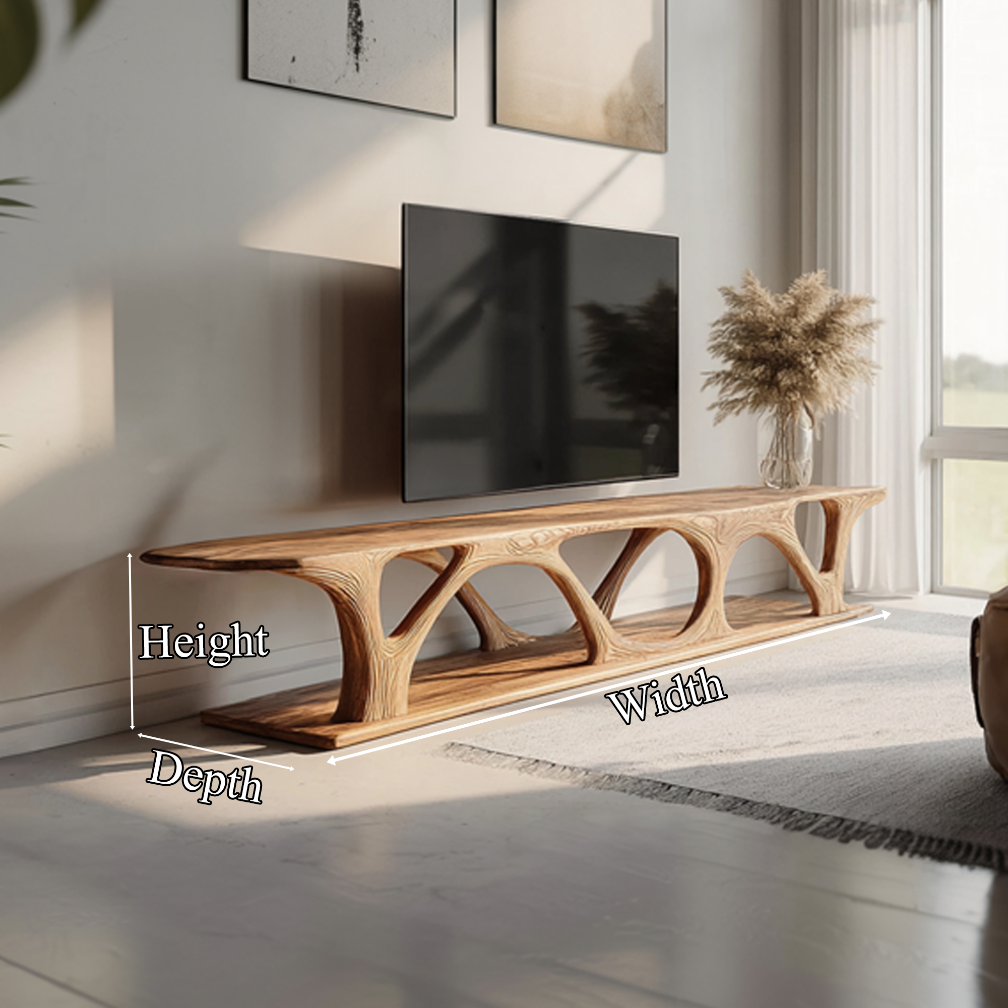 Organic Modern TV Console Table For Living Room SINLKISC337