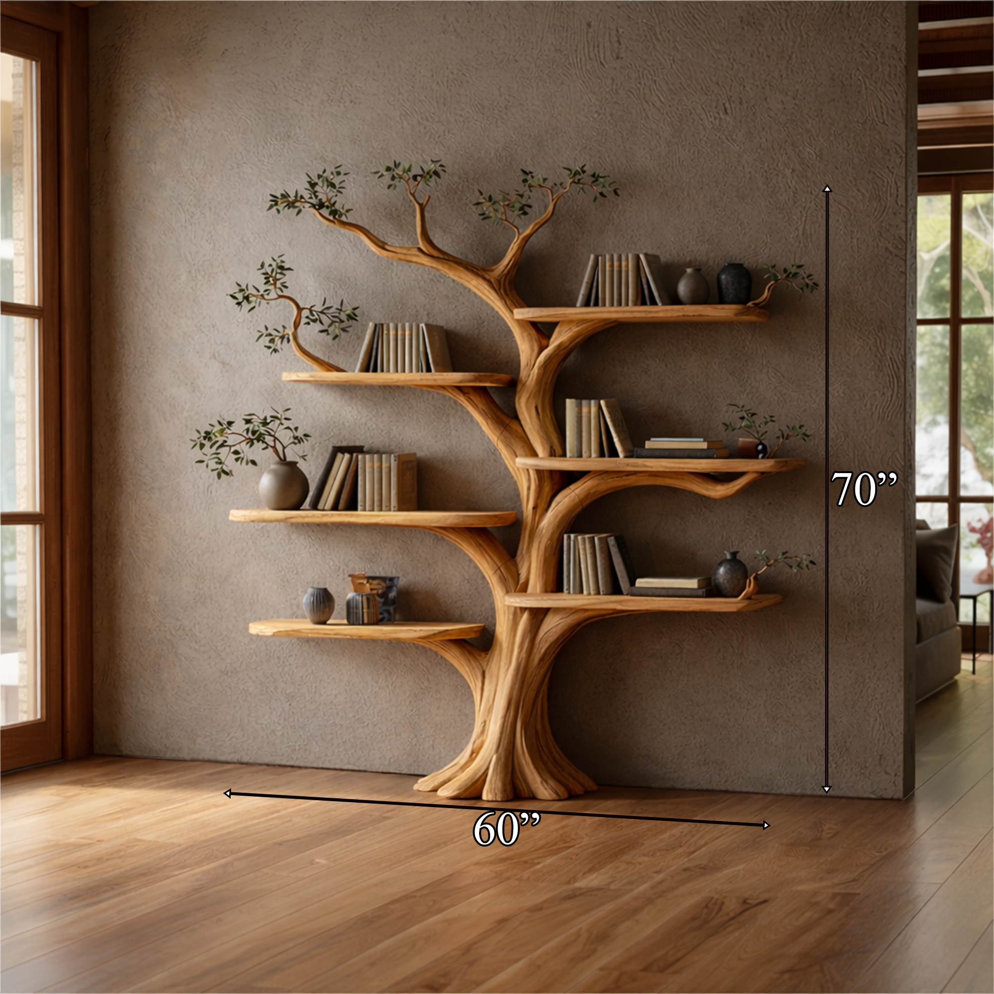 Rustic Tree Style Bookshelf Modern Interior SINLKITB635