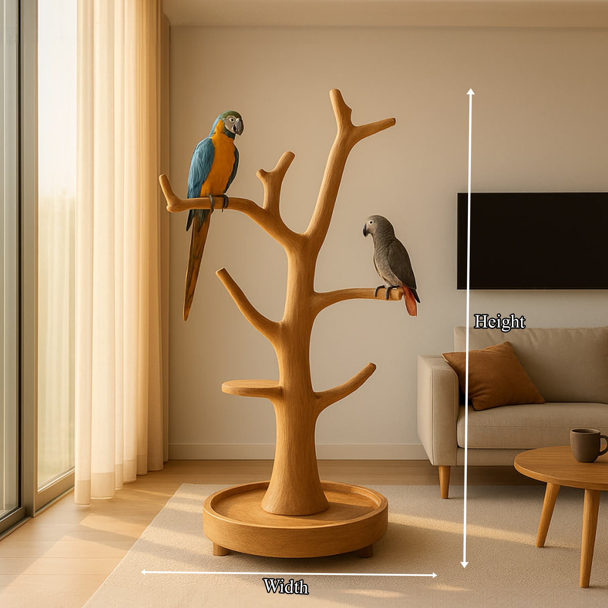 Rustic Bird Tree Stand Parrot Perch Modern Minimalist Design SINLKITT064