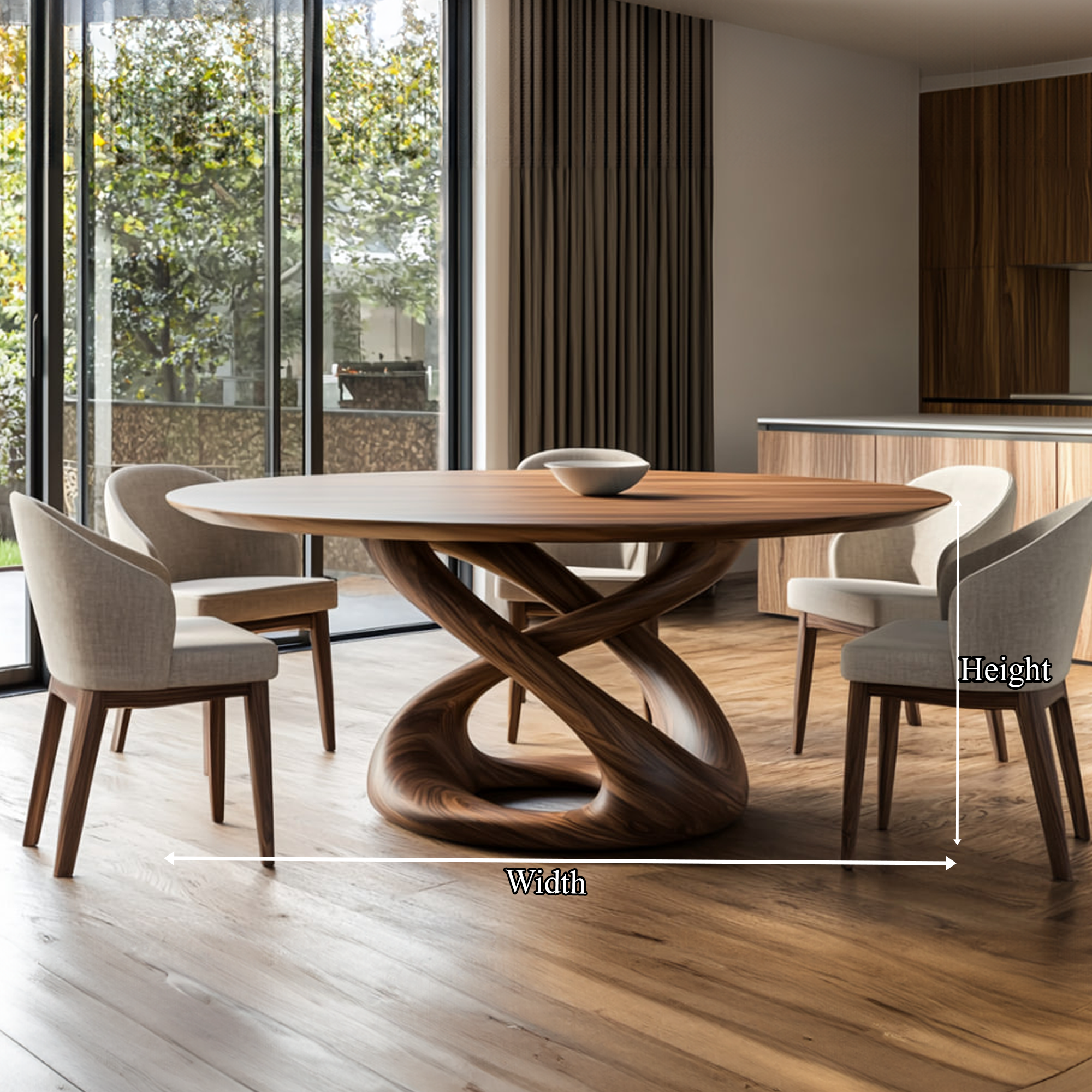 Rustic Round Dining Table Sculptural Kitchen SINLKIDT123