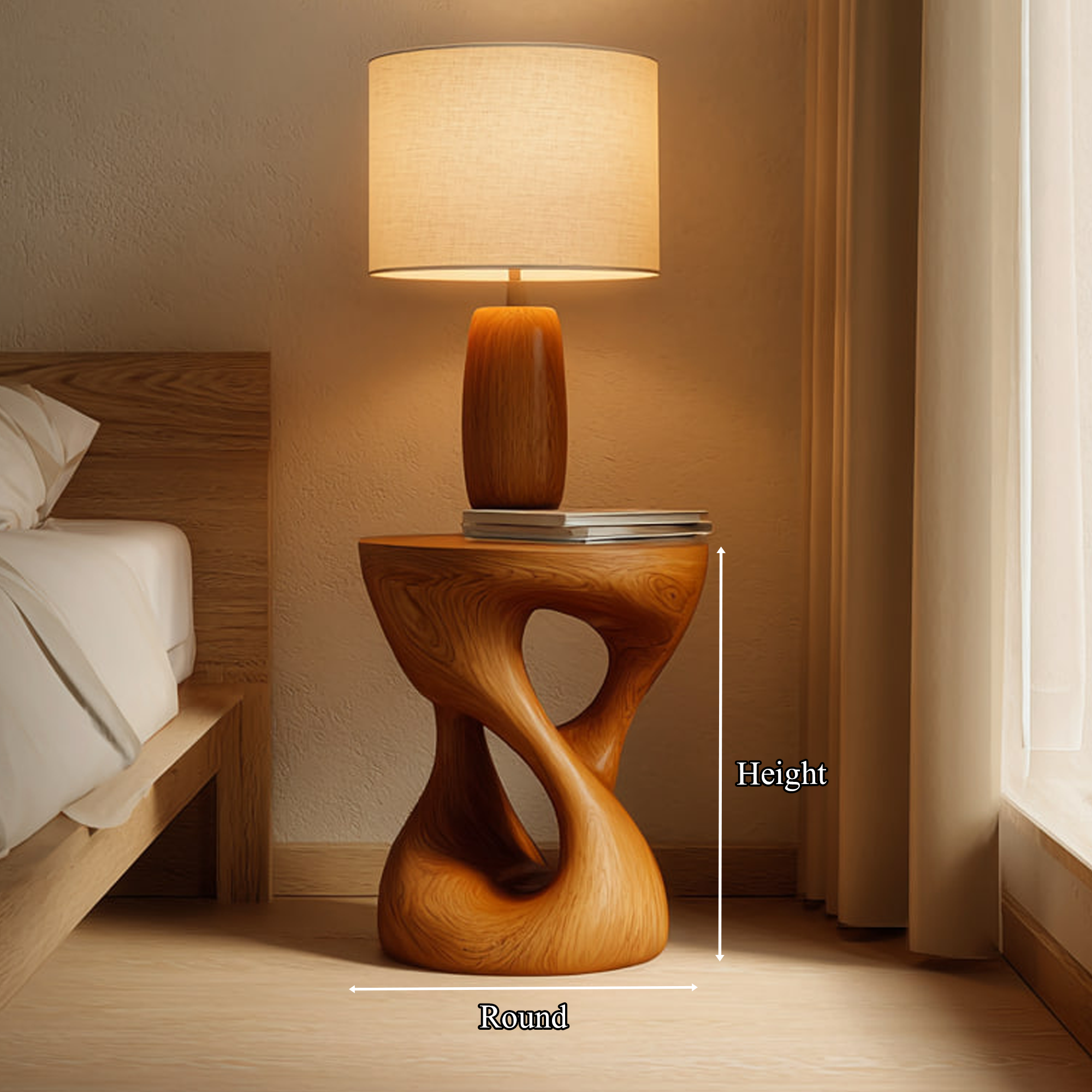 Rustic Sculptural Nightstand Bedroom Decor SINLKIBT124