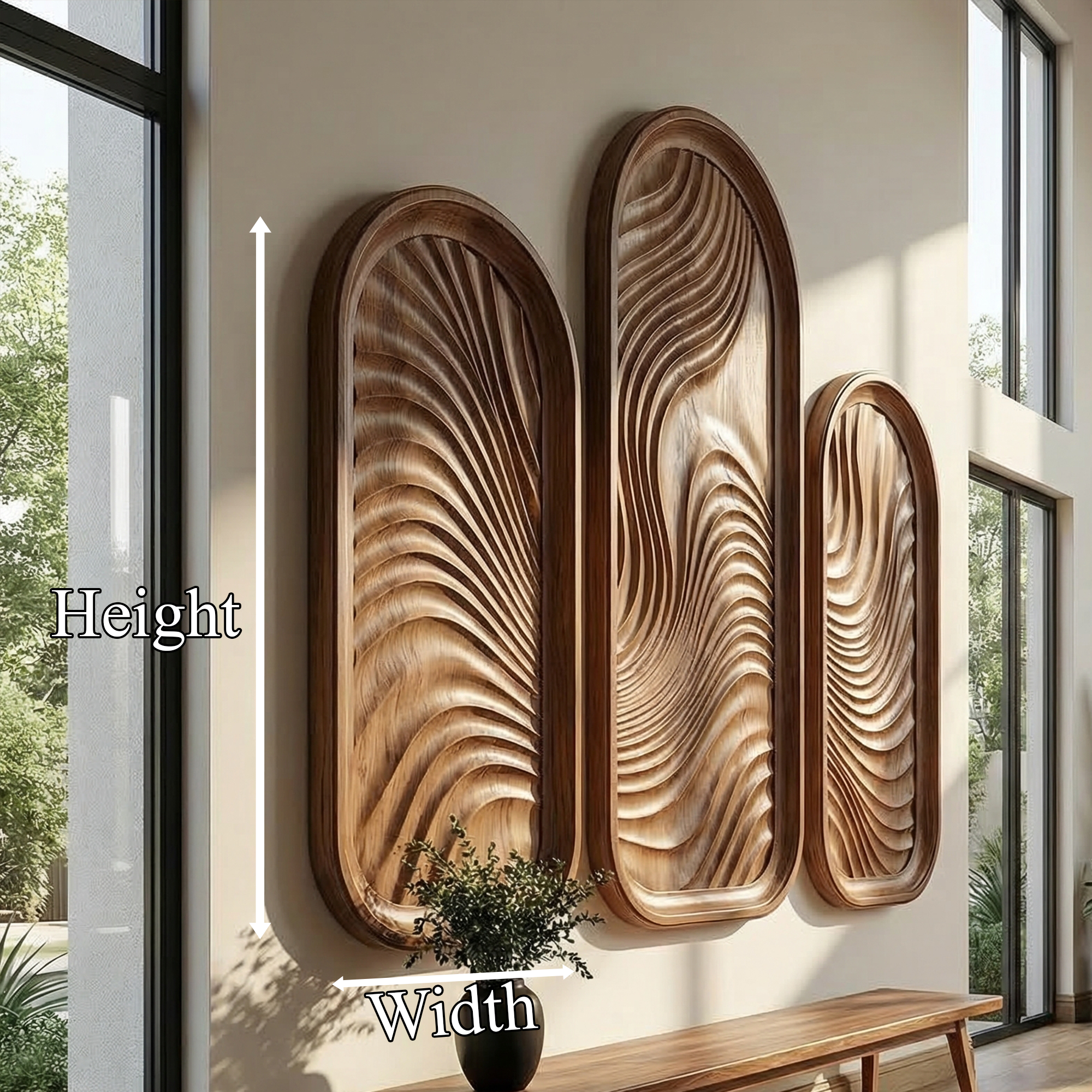 Modern Minimalist Wood Sculpture Wall Art Living Room And Hallway SINLKIWD051