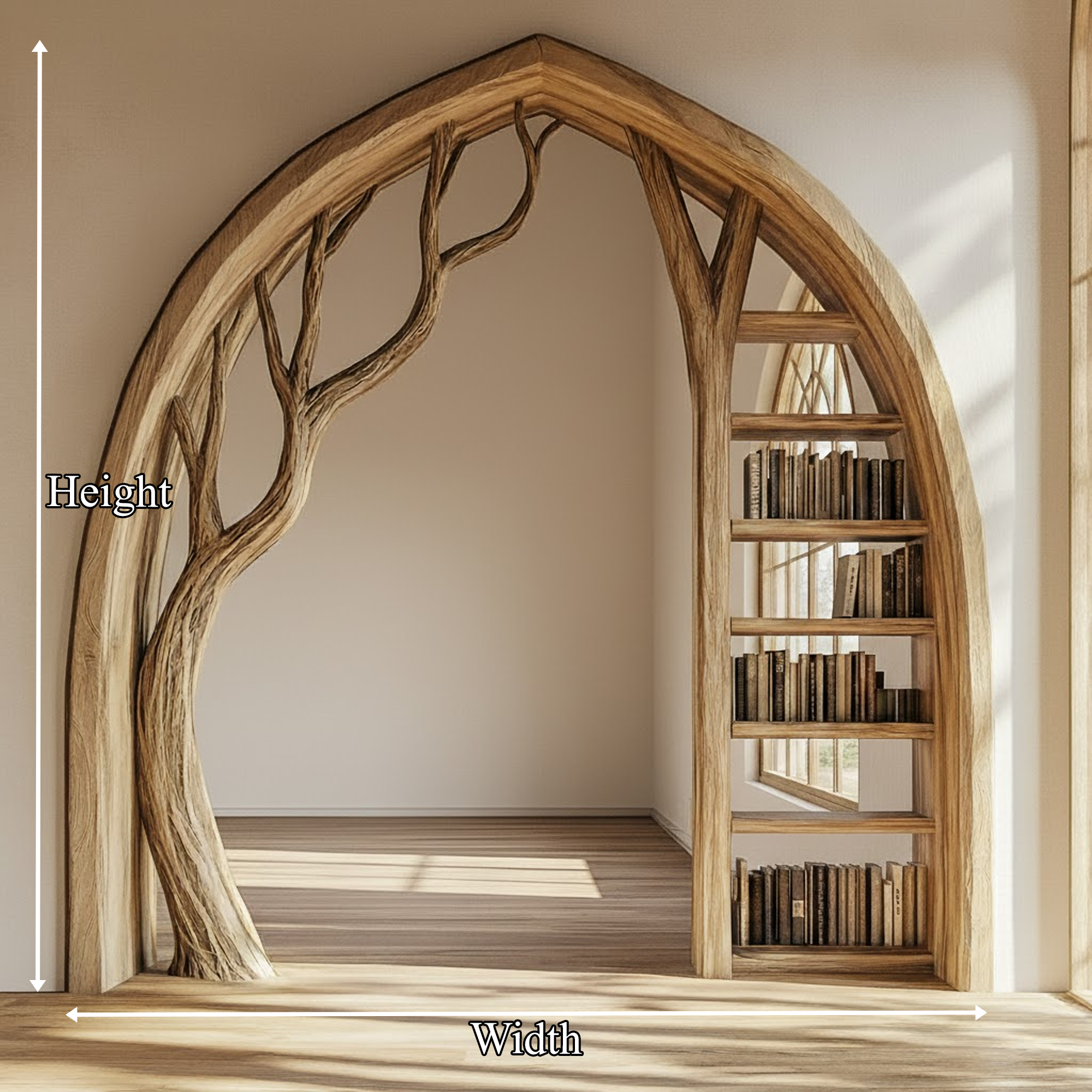 Organic Architectural Bookcase Arch For Living Space And Interior Area SINLKIDF005