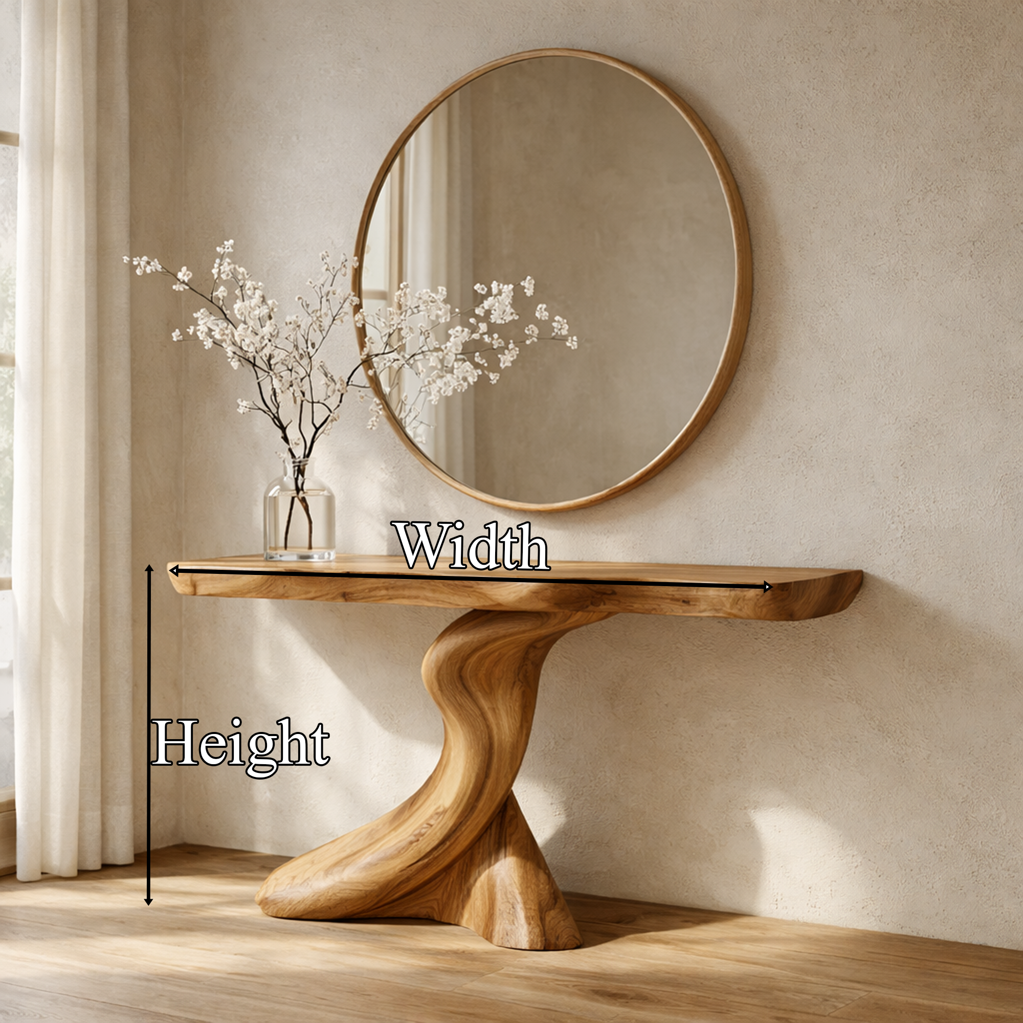 Rustic Sculptural Console Table Pedestal For Entryway SINLKICS476