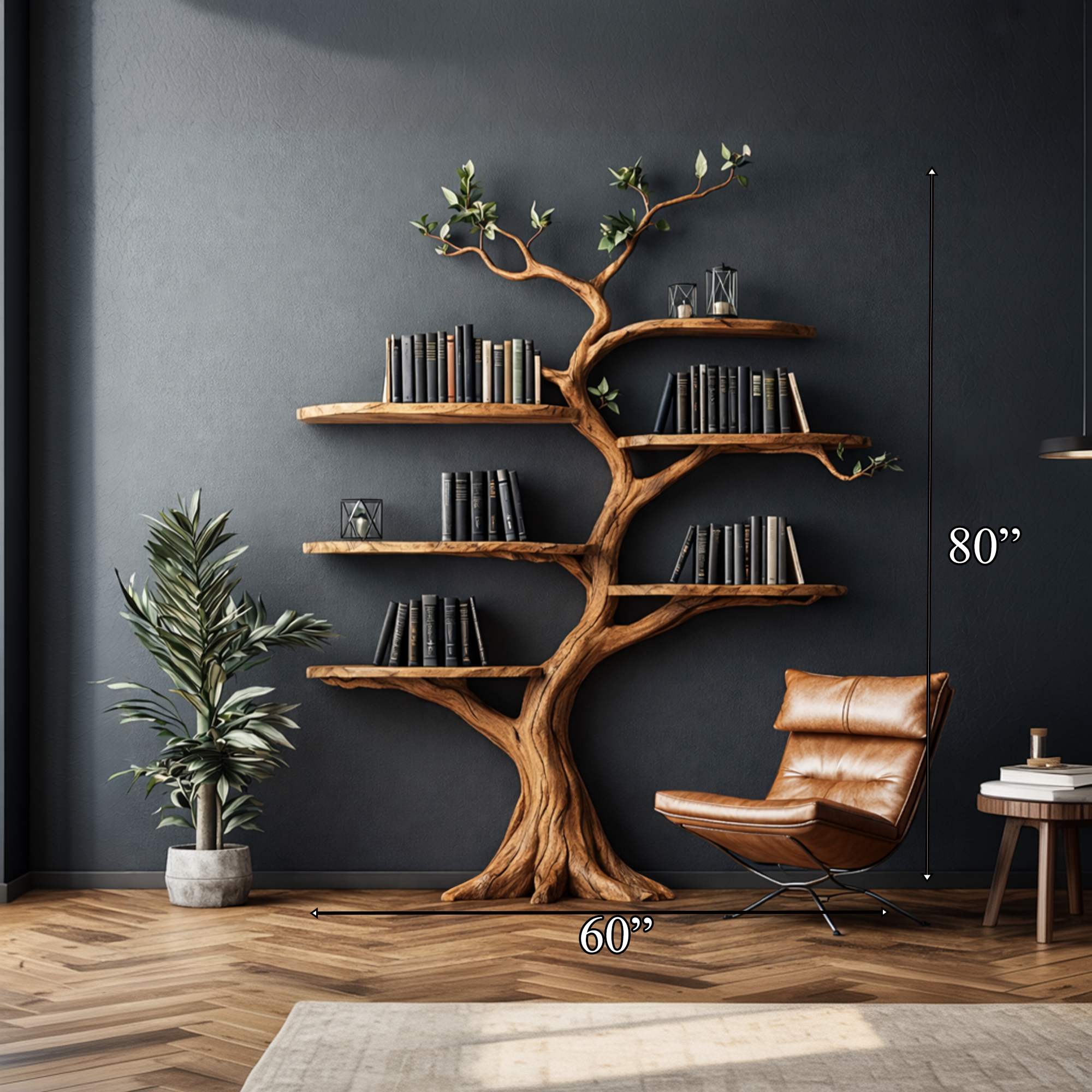 Organic Modern Artistic Tree Bookshelf For Living Room SINLKITB676