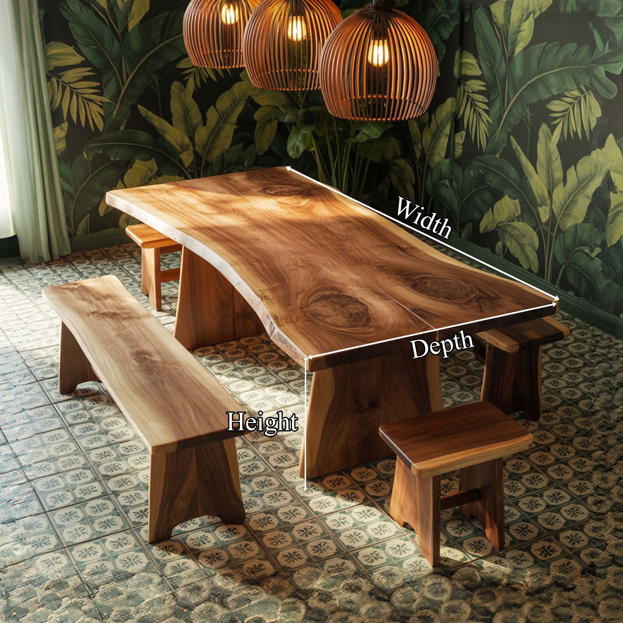 Scandinavian Live Edge Dining Table Minimal Kitchen SINLSDTS130