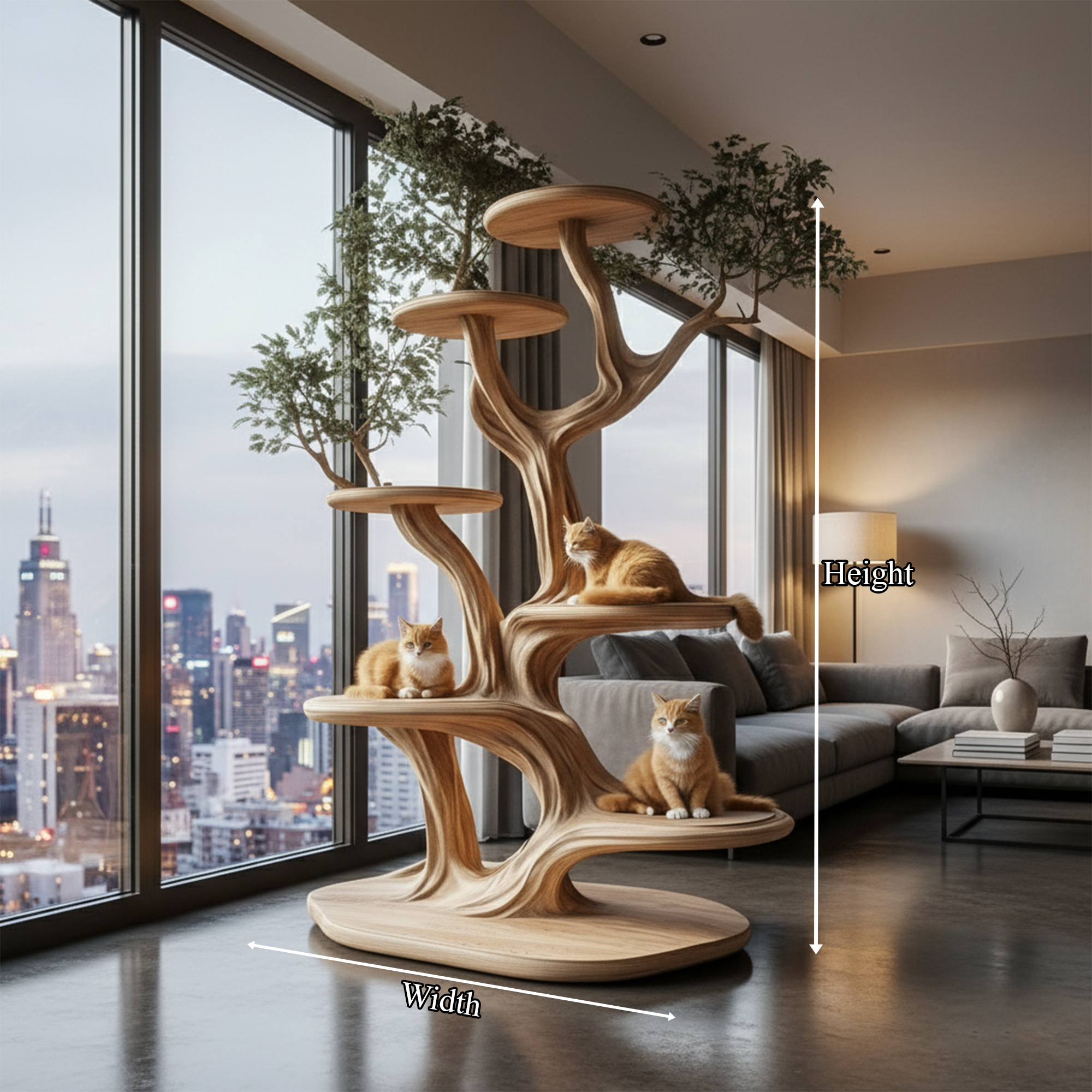 Artistic Cat Tree Organic Multi-Level Climbing Shelf Living Room SINLKITT087