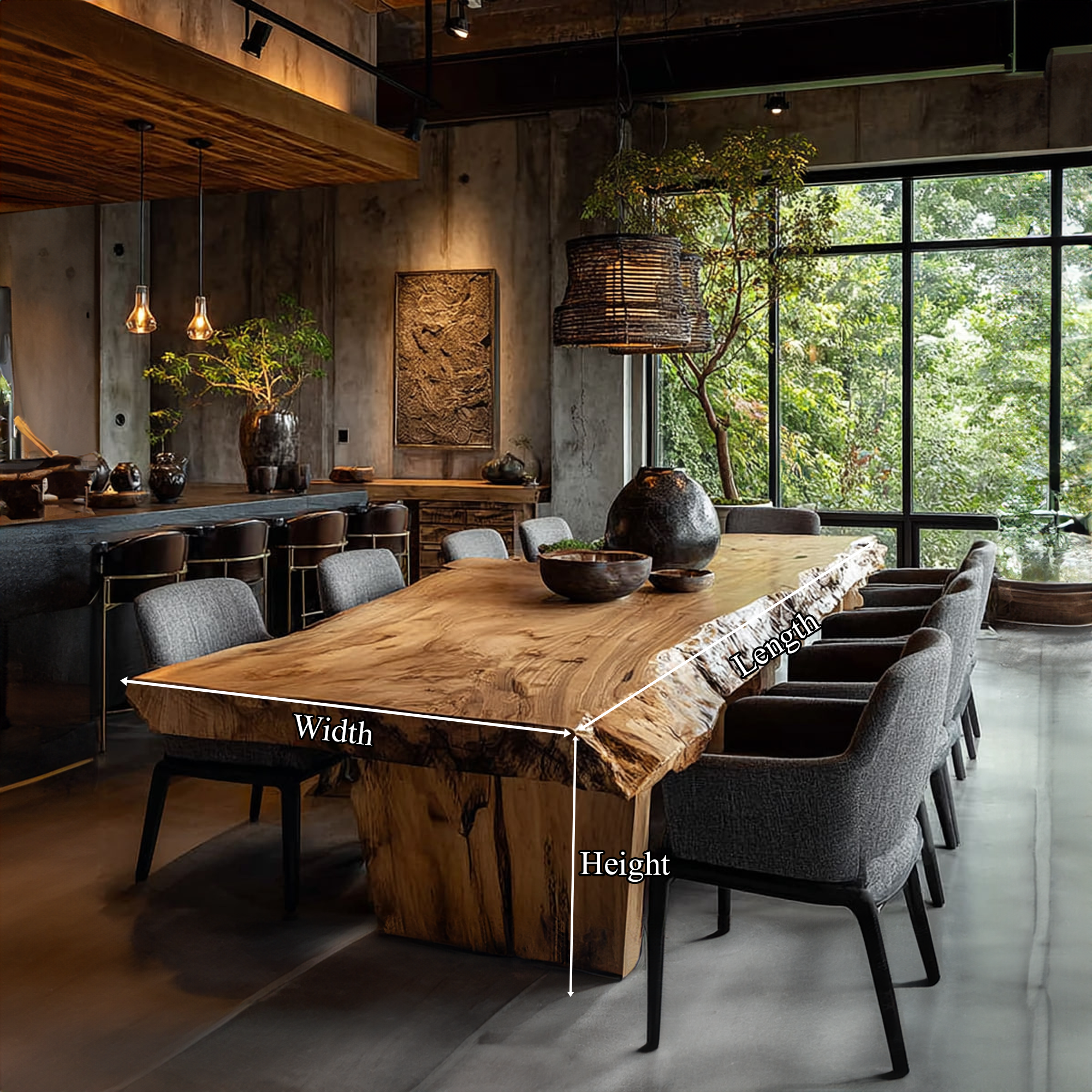 Mid Century Live Edge Table Dining Room SINLKIDT081