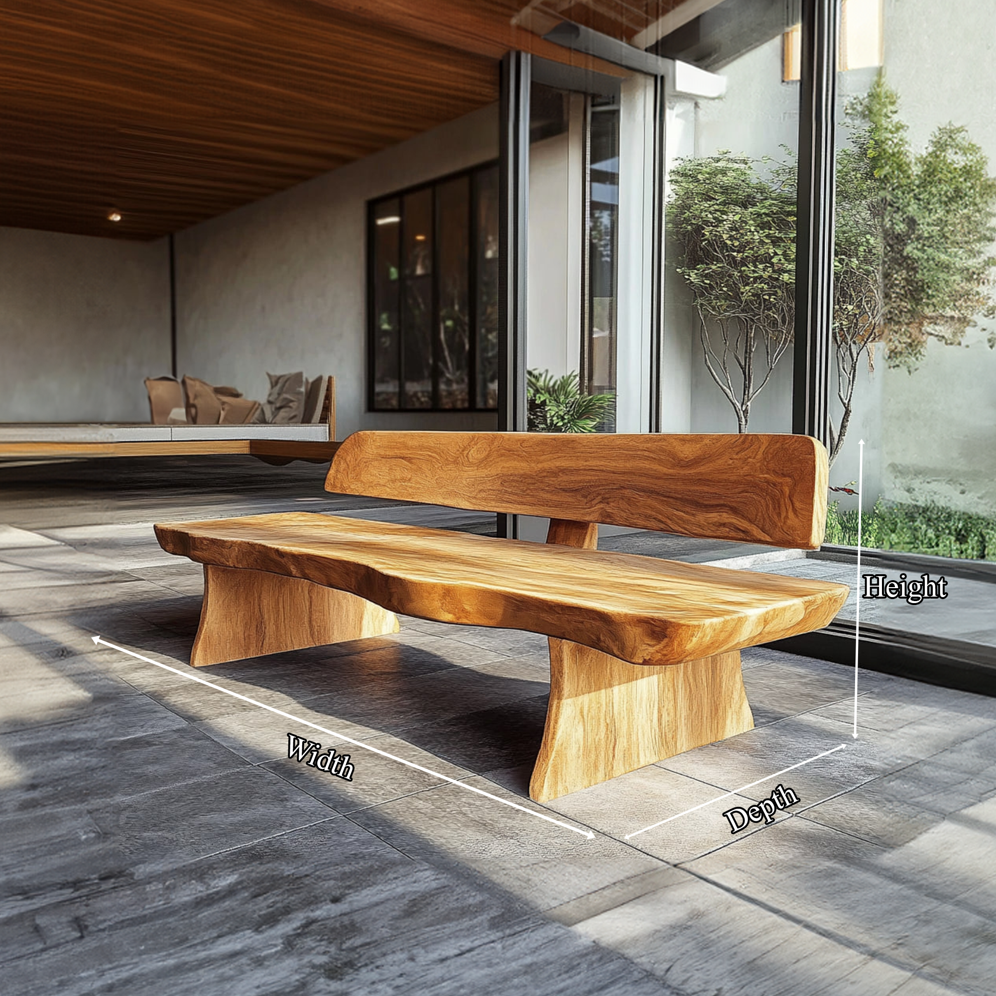 Modern Rustic Wood Bench Patio Indoor Outdoor SINLKIRS045