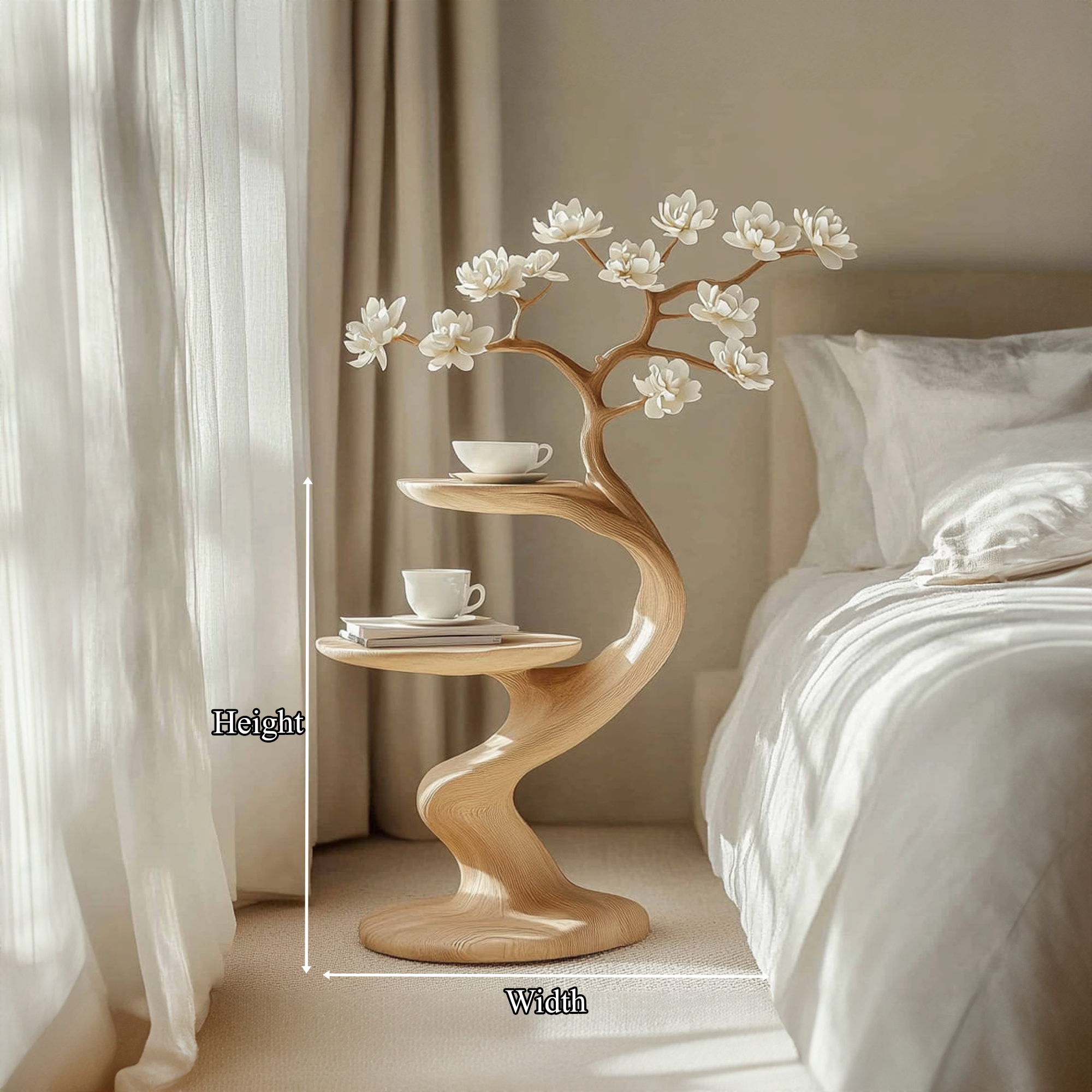 Rustic Tree Shape Side Table Bedroom Decor SINLKIBT155