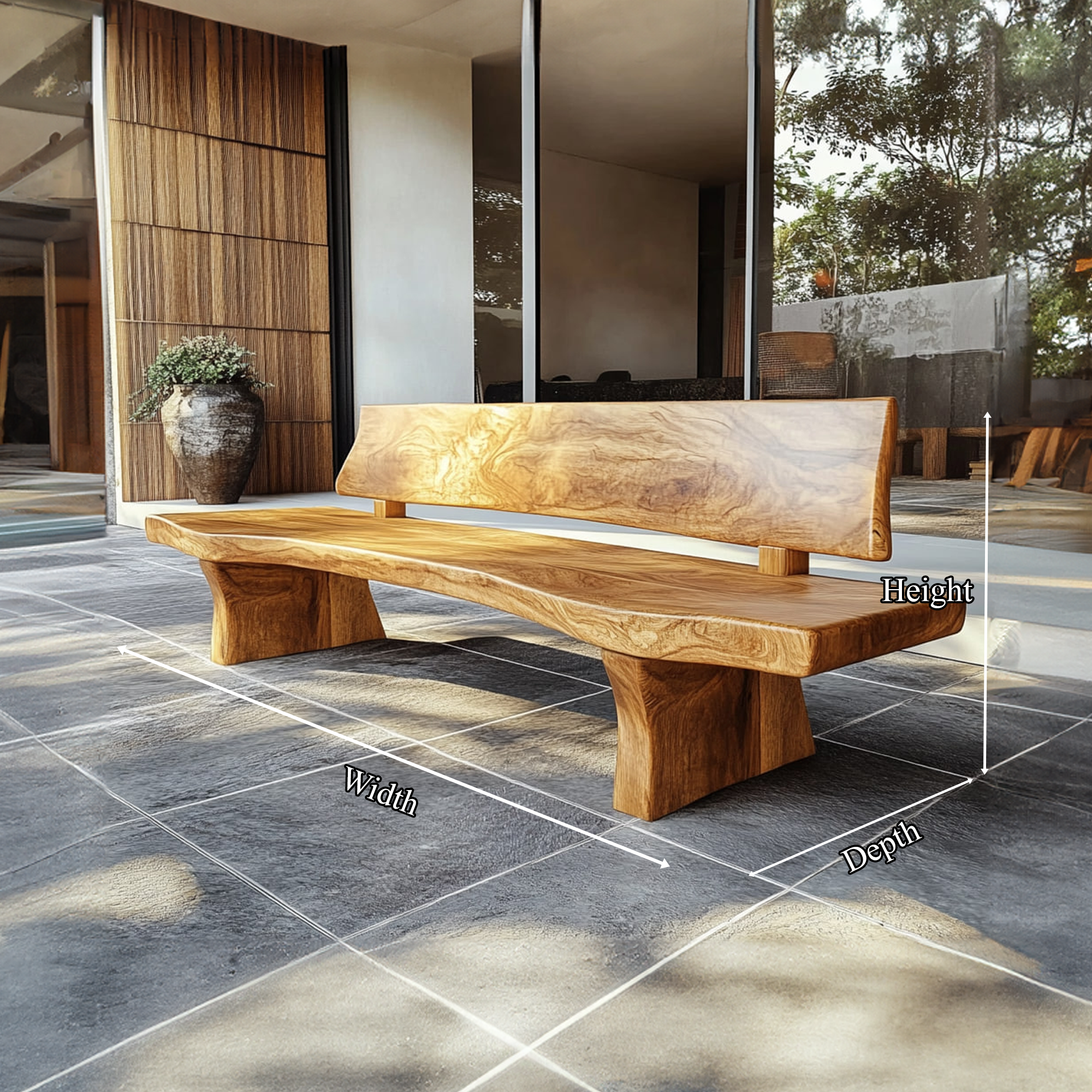 Handcrafted Wood Bench Luxury Living Room SINLKIRS046