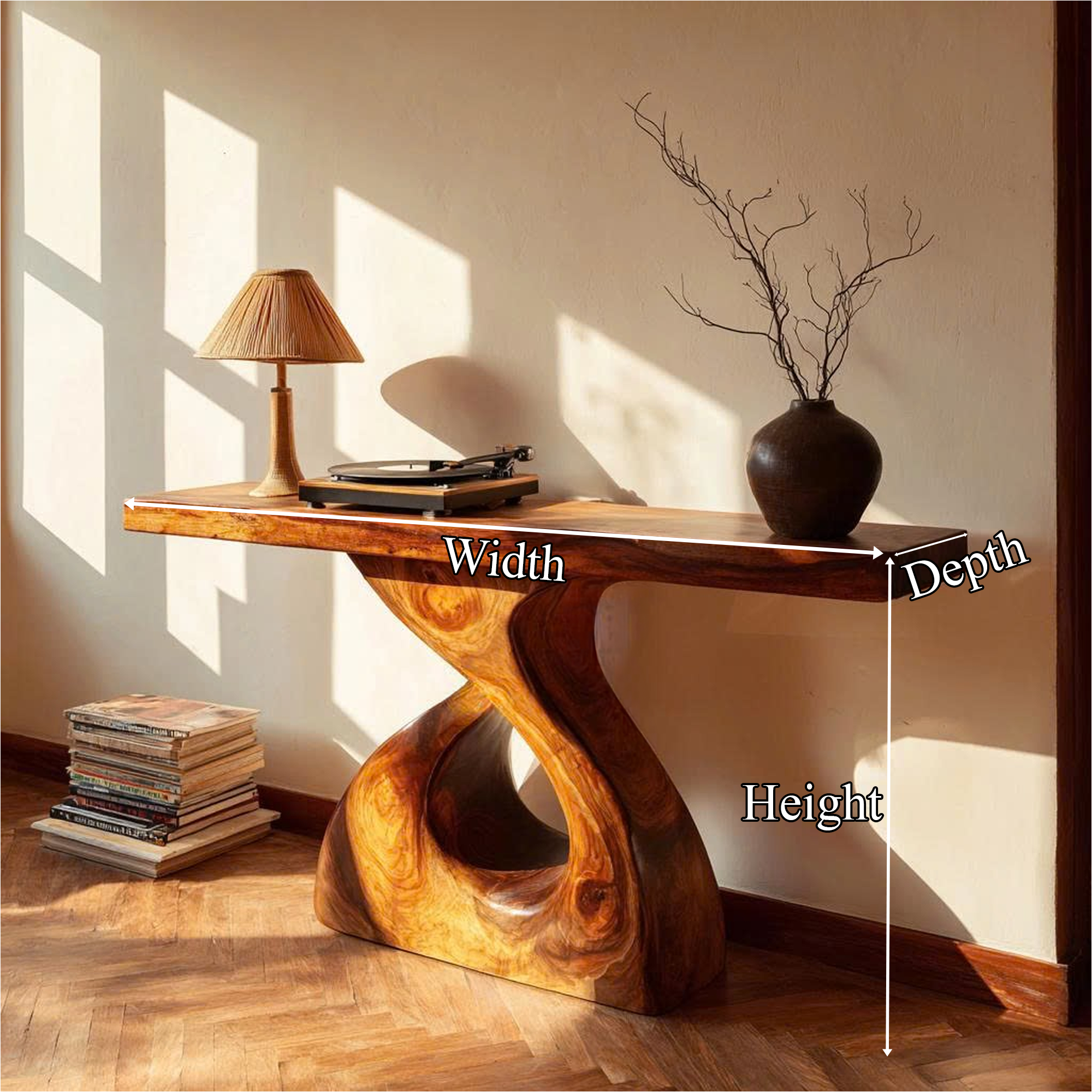 Rustic Console Table Natural Edge Wood Root Entryway SINLKICS412