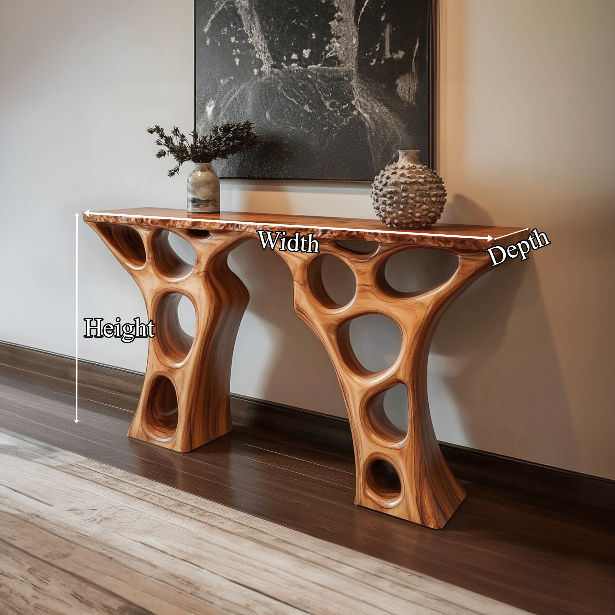 Mid Century Console Table Abstract Sculptural Base Luxury Foyer SINLKICS365