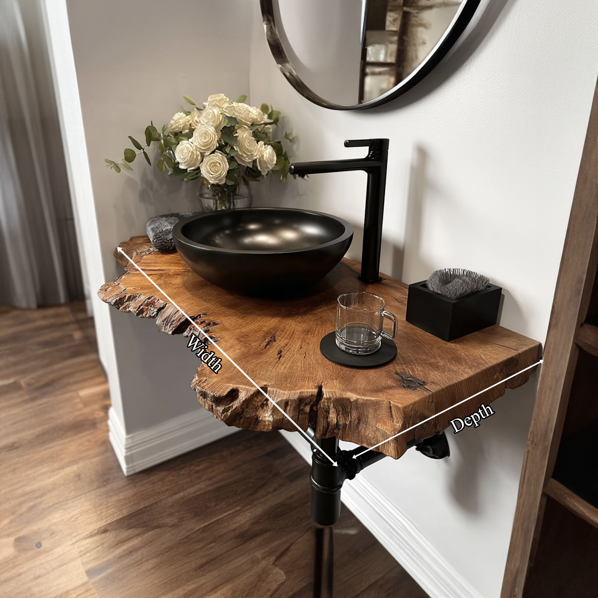 Rustic Floating Shelf Narrow Vanity Washroom SINLKIBRV146