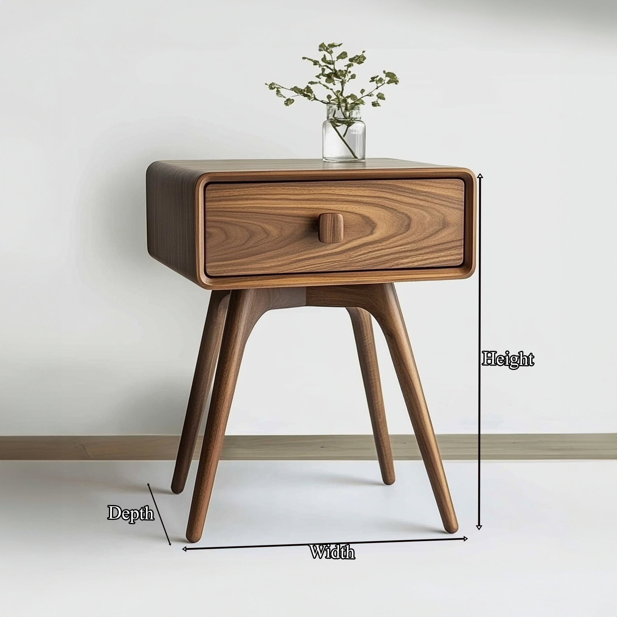 Mid Century Modern Wood Nightstand Bedroom Or Living Room SINLKICC029