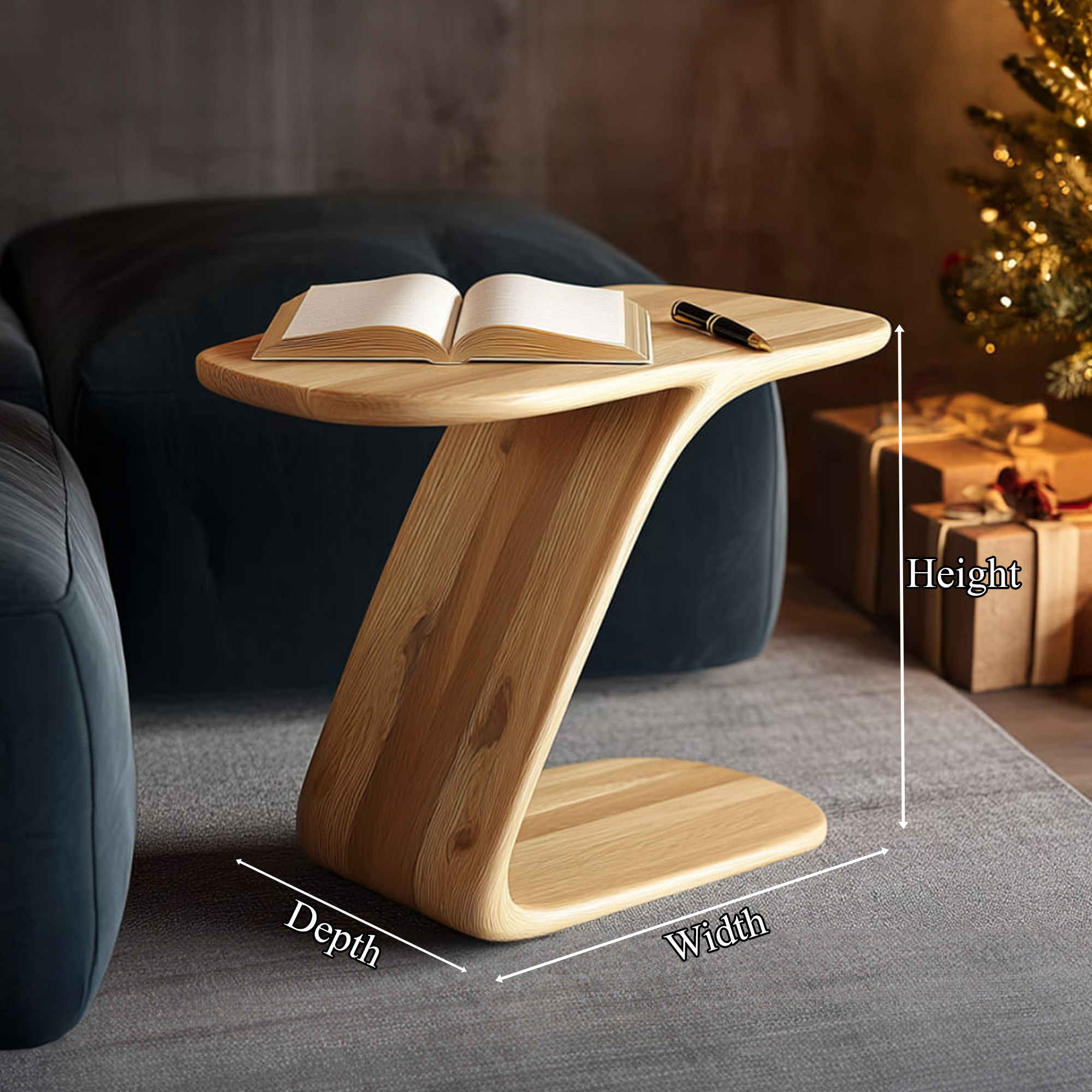 Organic Modern Accent Side Table For Living Room SINLKIBT192
