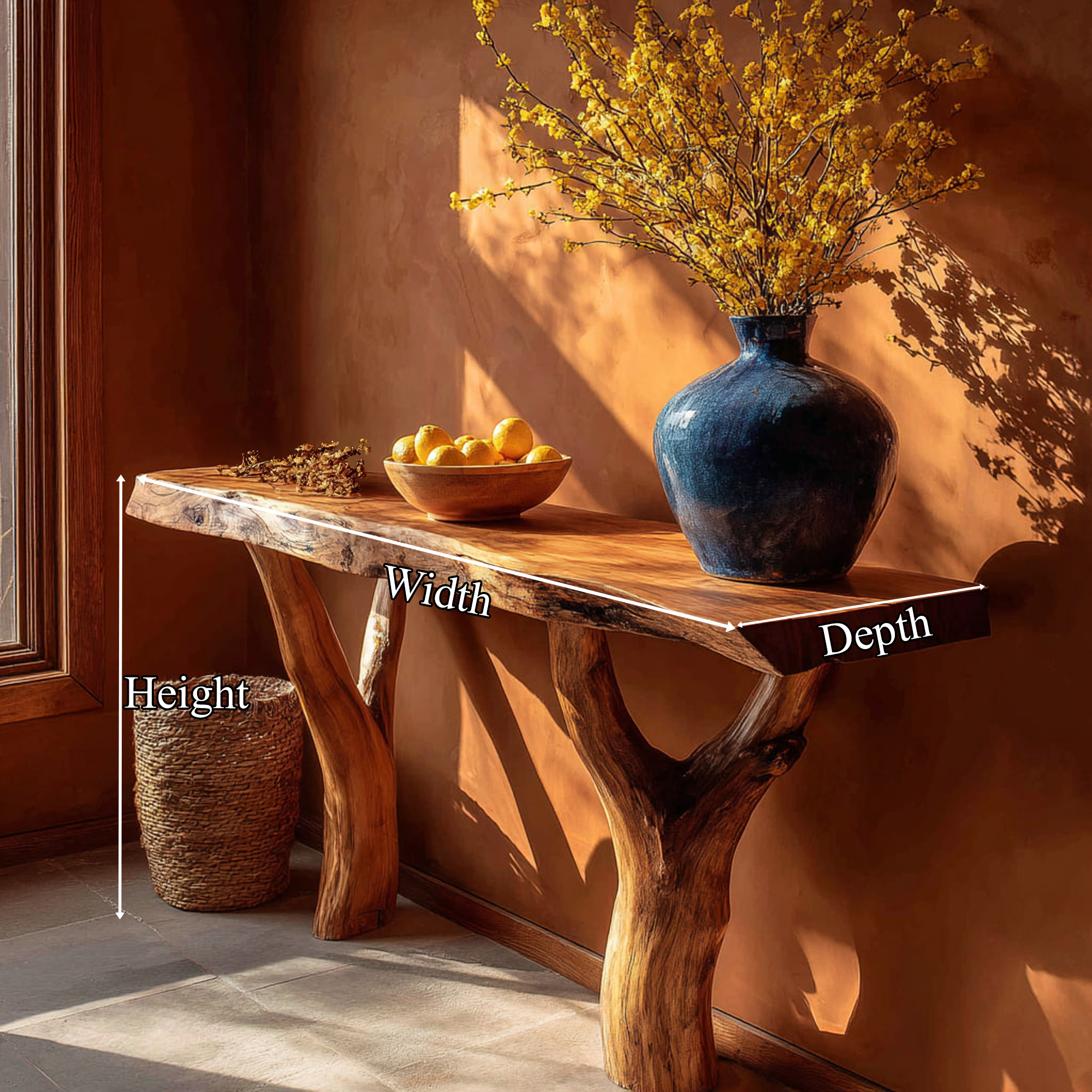 Rustic Console Table Sculptural Root Base Modern Gallery SINLKICS372