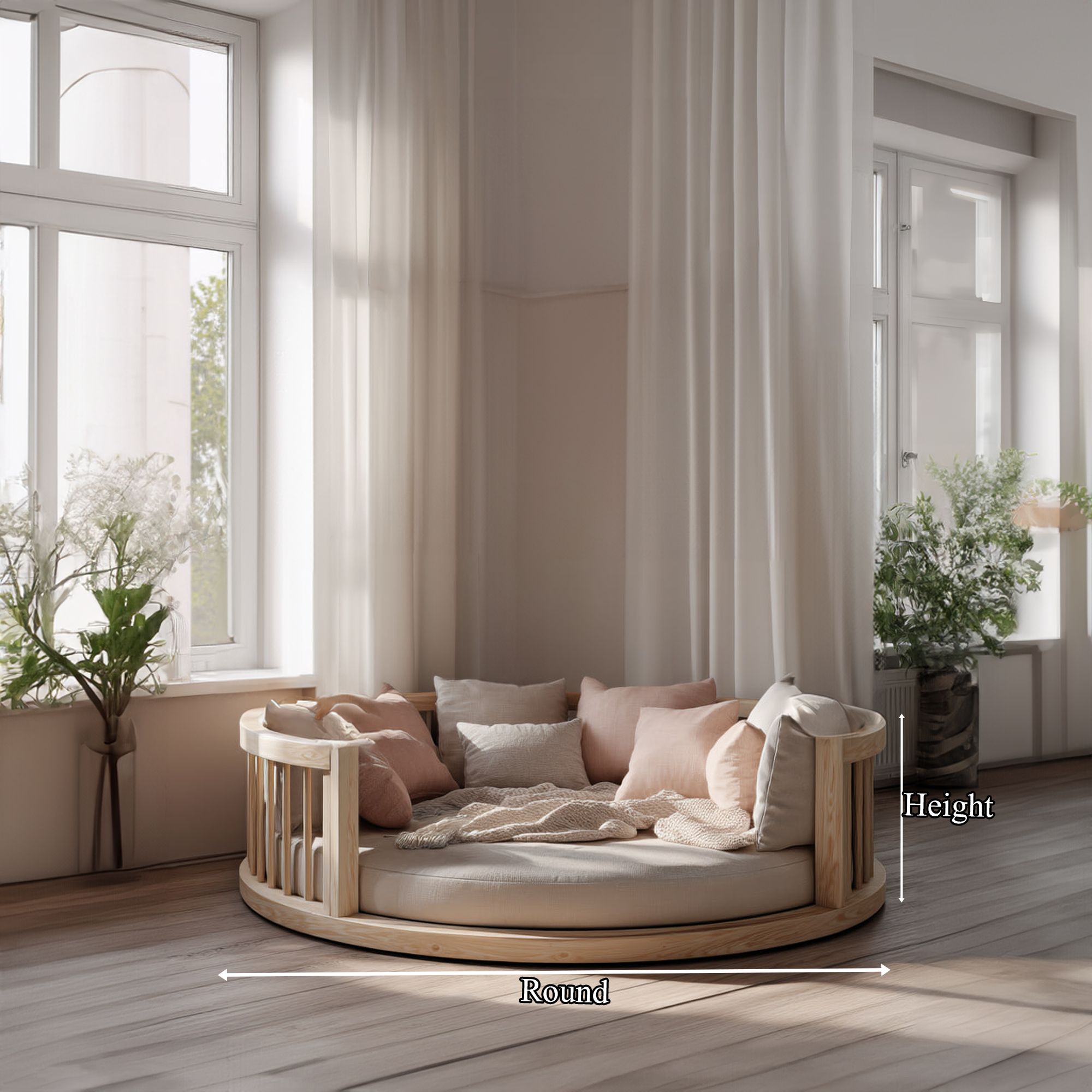 Mid Century Nursery Round Daybed Bedroom SINLKIWB55