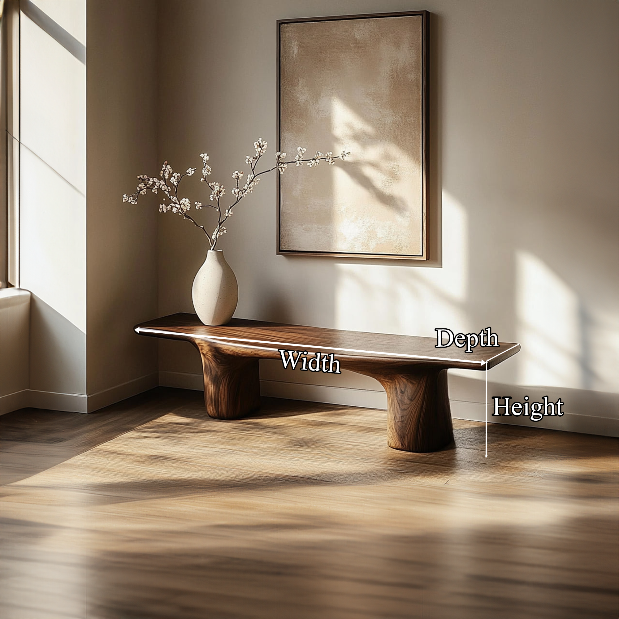 Rustic Low Bench For Living Room Or Entryway SINLKIRS053