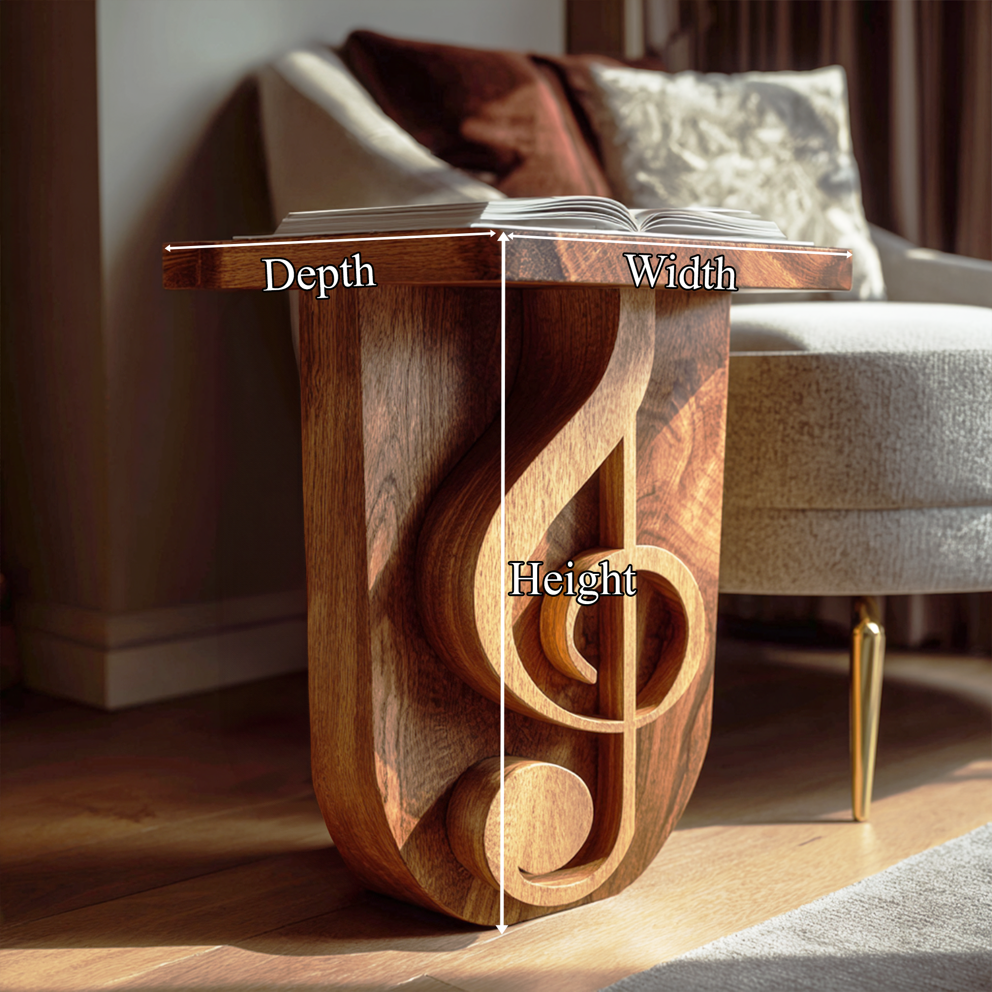 Modern Sculptural Music Note Side Table For Living Room And Studio SINLKIBT221