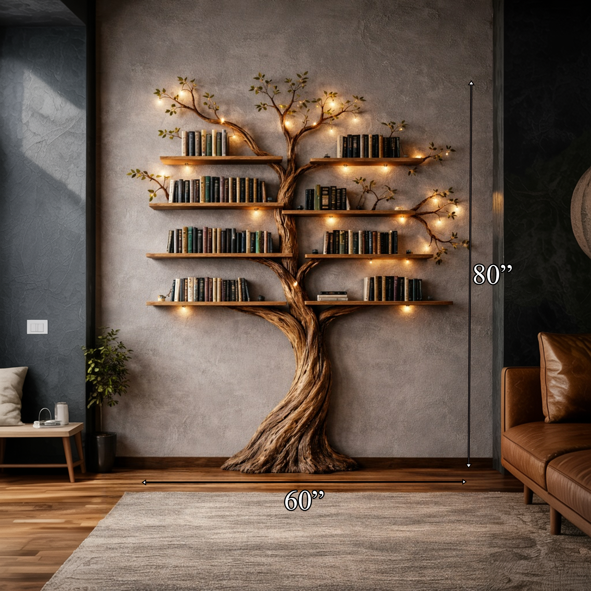 Rustic Nature Inspired Tree Bookshelf For Home SINLKITB680