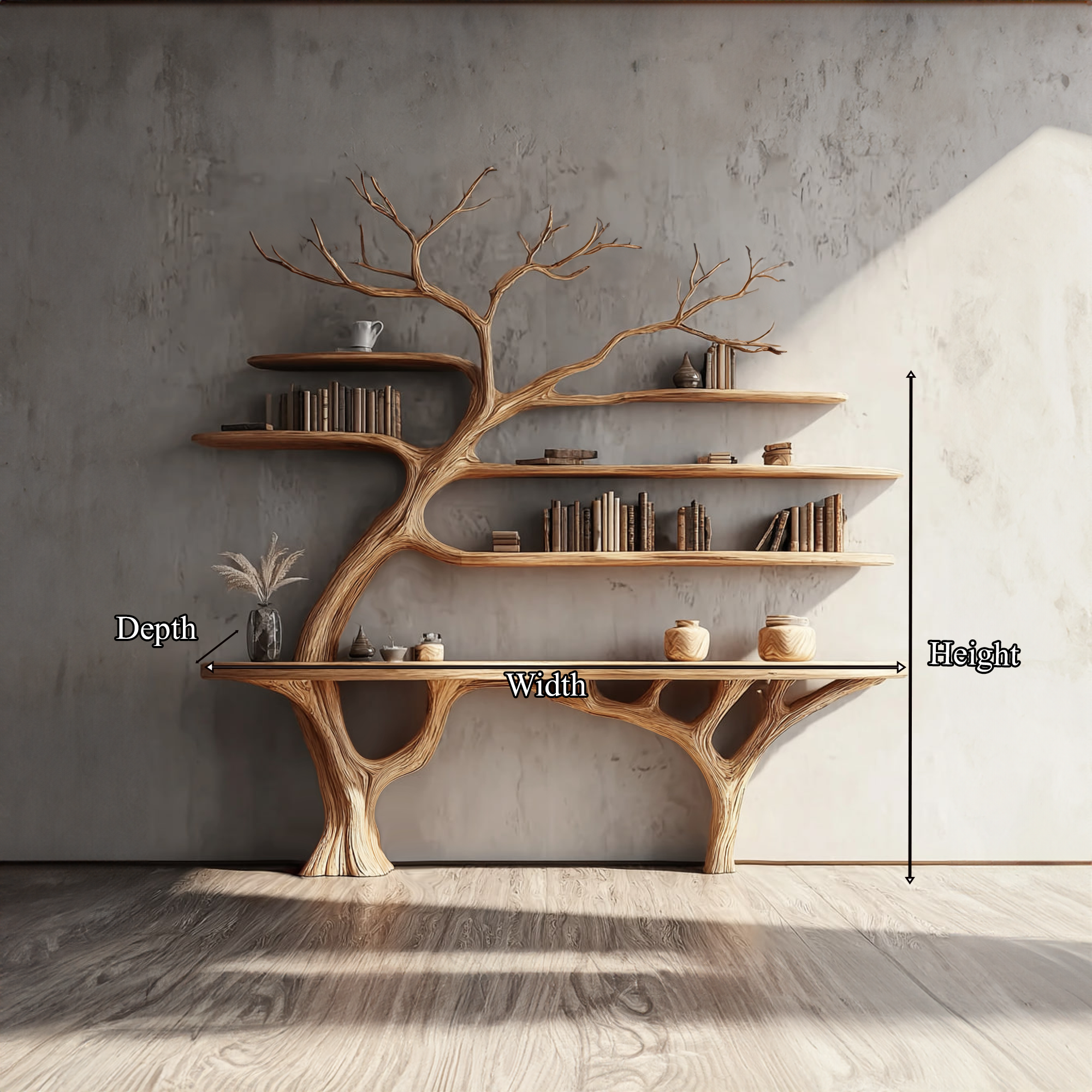 Rustic Console Table Sculpted Wood Tree Hallway SINLKICS302