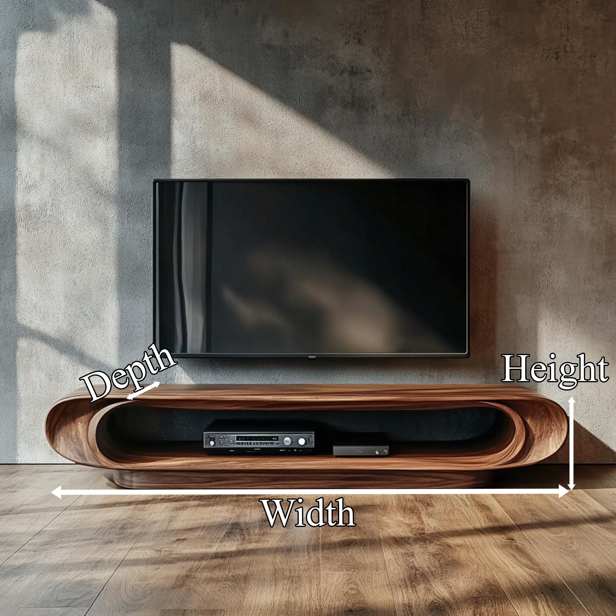 Modern Organic Curved TV Stand Entertainment Unit Living Room SINLKITC013