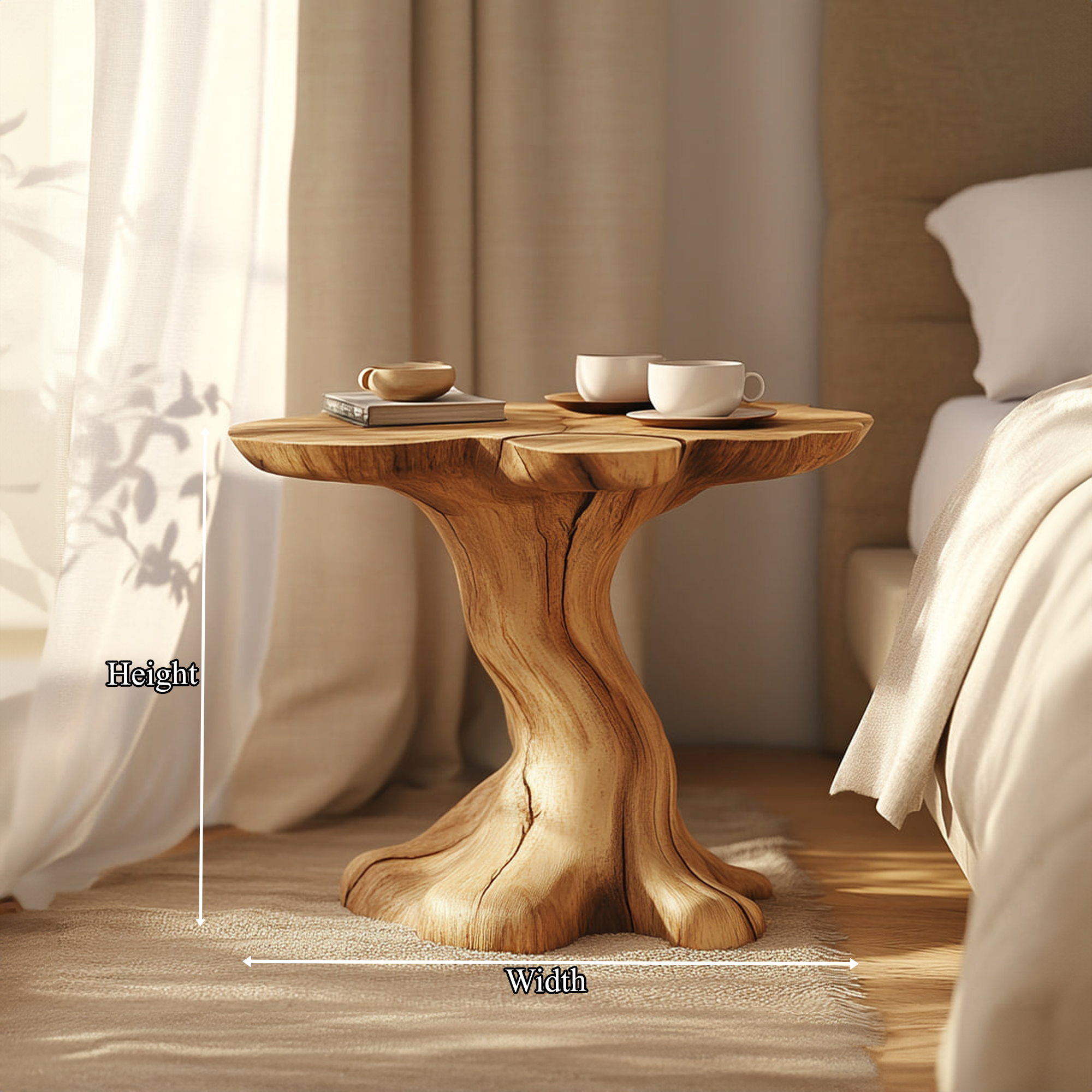 Rustic Sculptural Nightstand End Table Living Room SINLKIBT170