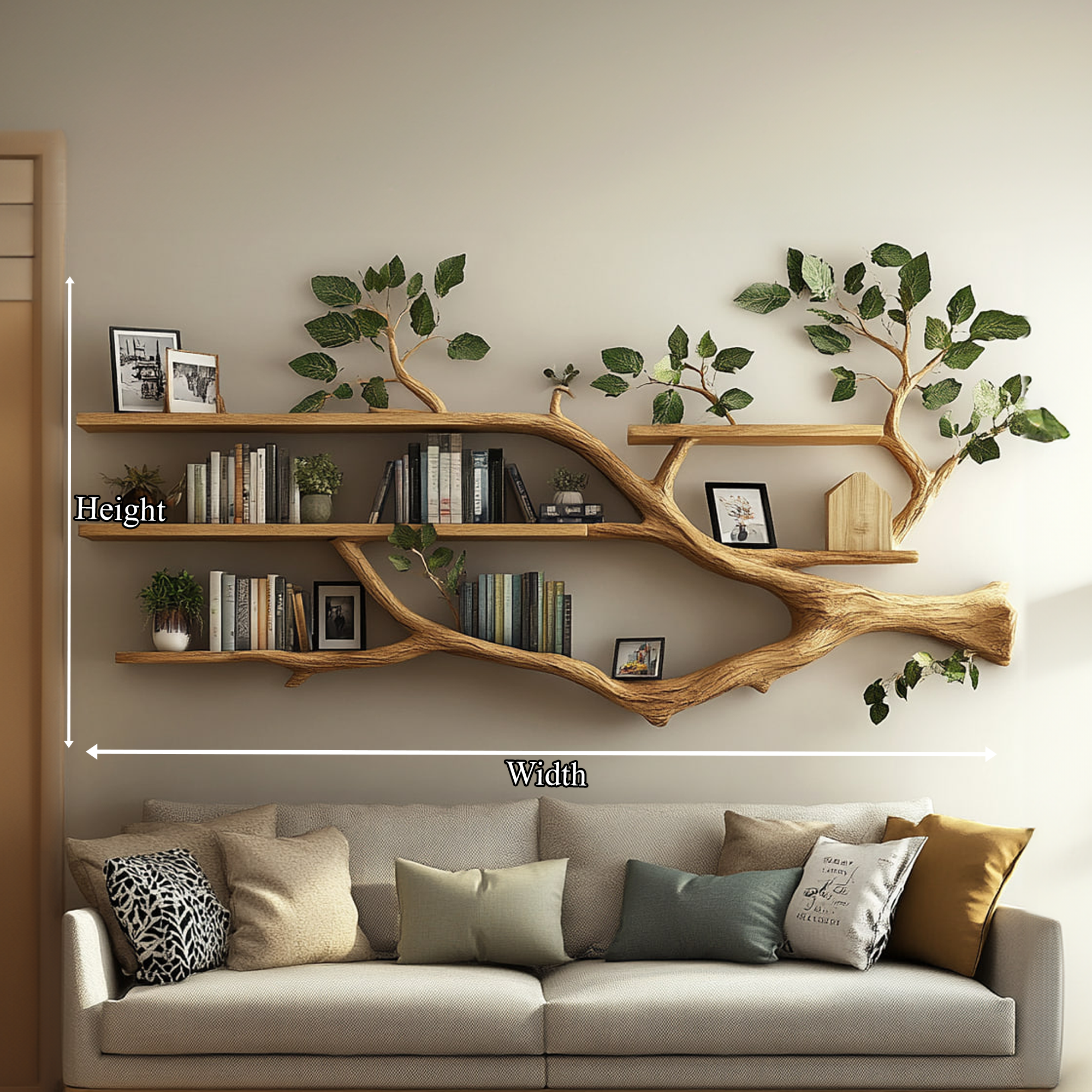 Rustic Tree Branch Shelf Modern Living Room Style SINLKITBS056