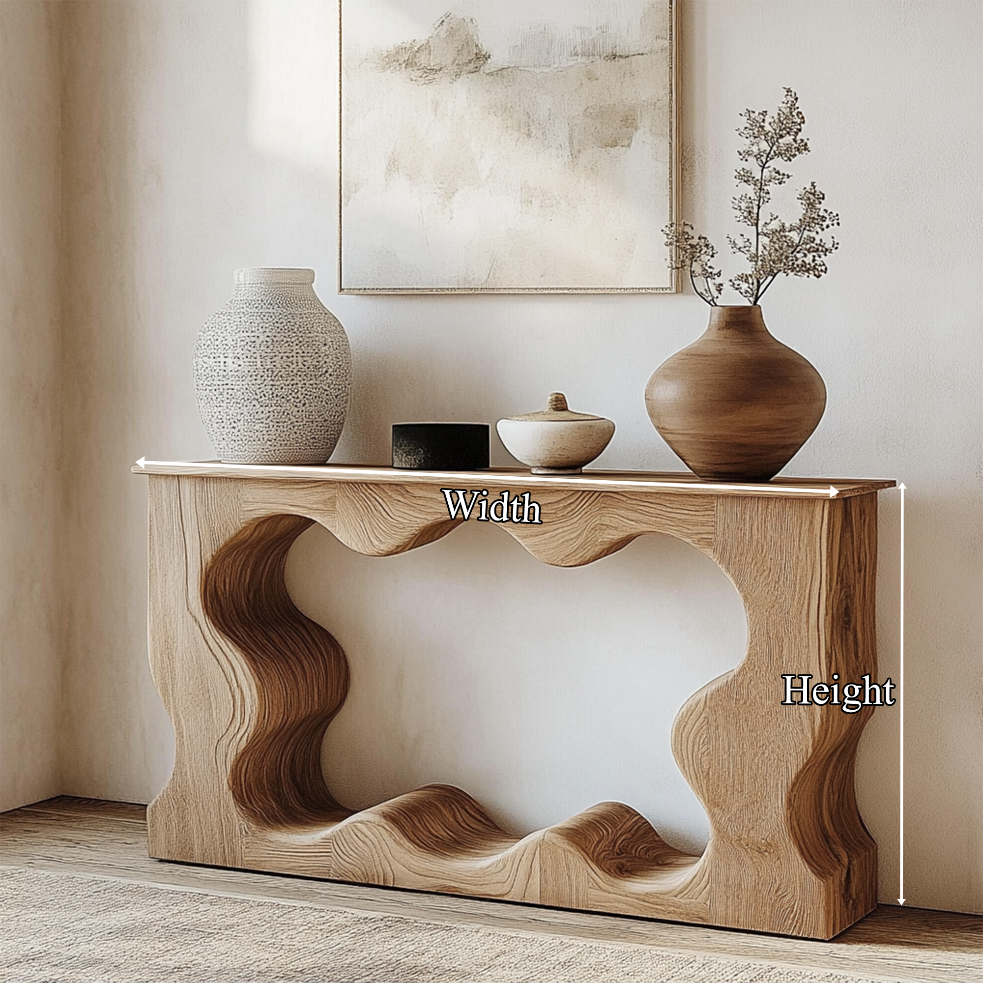 Mid Century Modern Console Table Unique Wave Form Entrance Display SINLKICS386