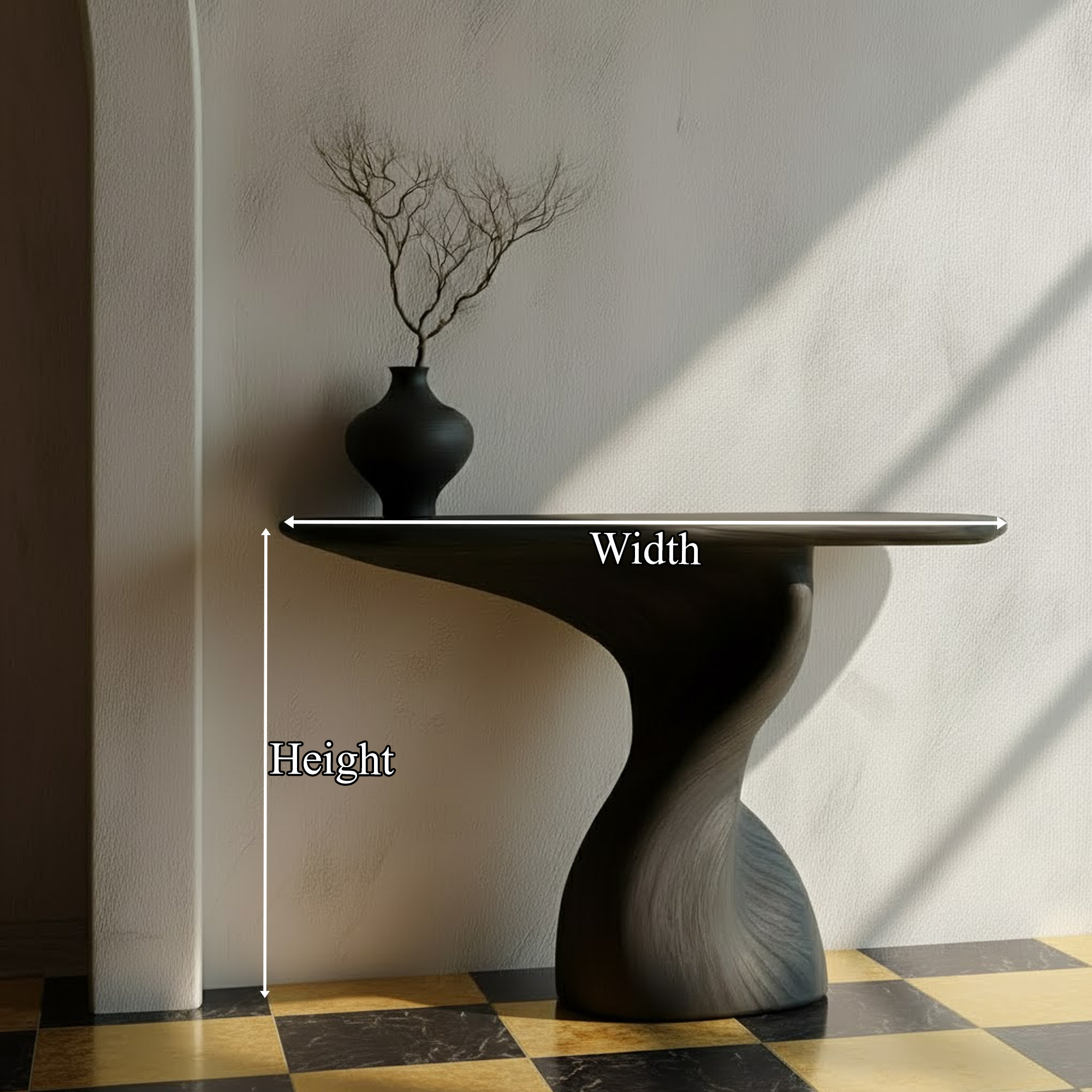 Mid Century Modern Console Table Wood Sculpture Living Room SINLKICS387