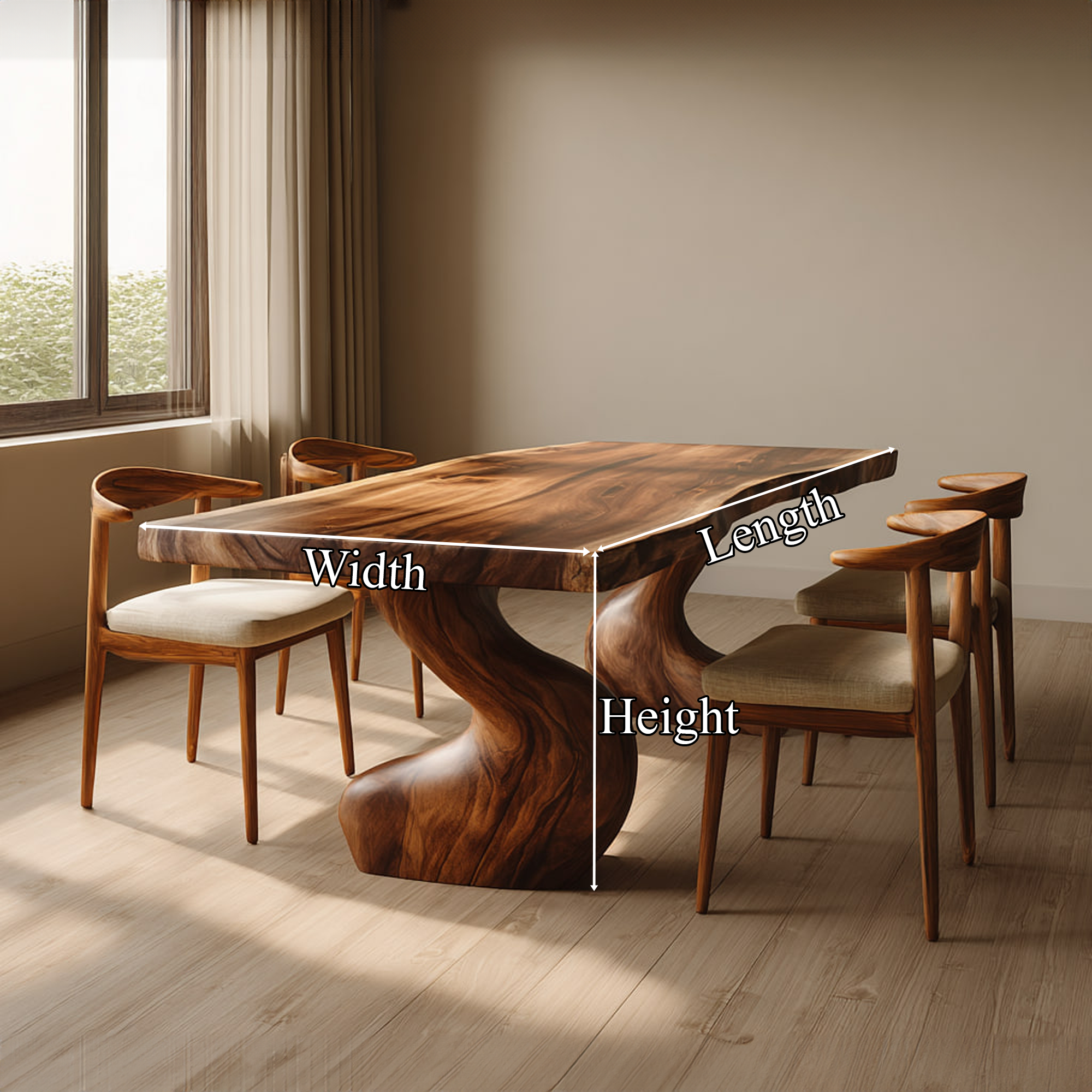 Rustic Live Edge Dining Table Christmas Holiday Dining Room SINLKIDT156