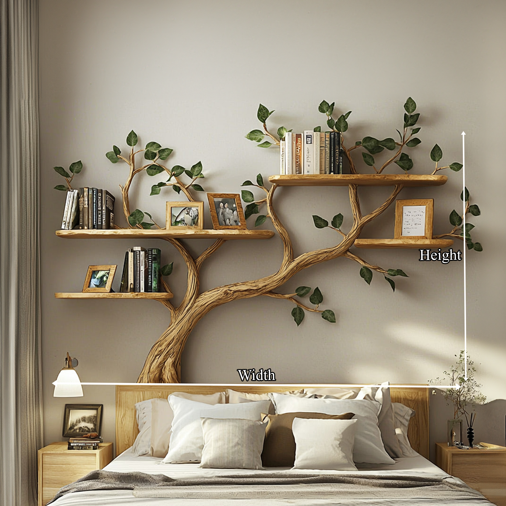 Rustic Tree Branch Wall Art Shelf Contemporary Bedroom SINLKITBS066
