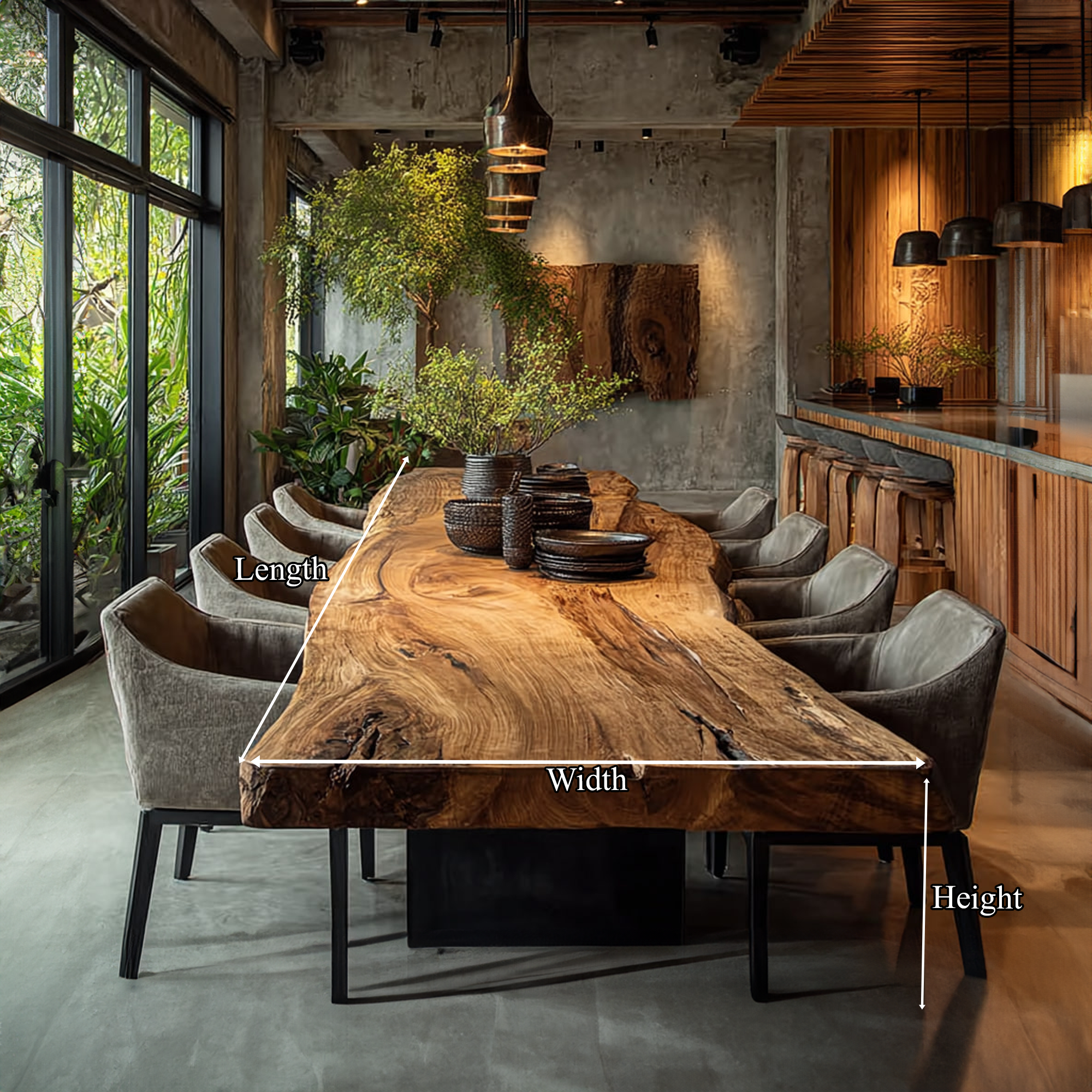 Rustic Live Edge Dining Table Modern Kitchen SINLKIDT080