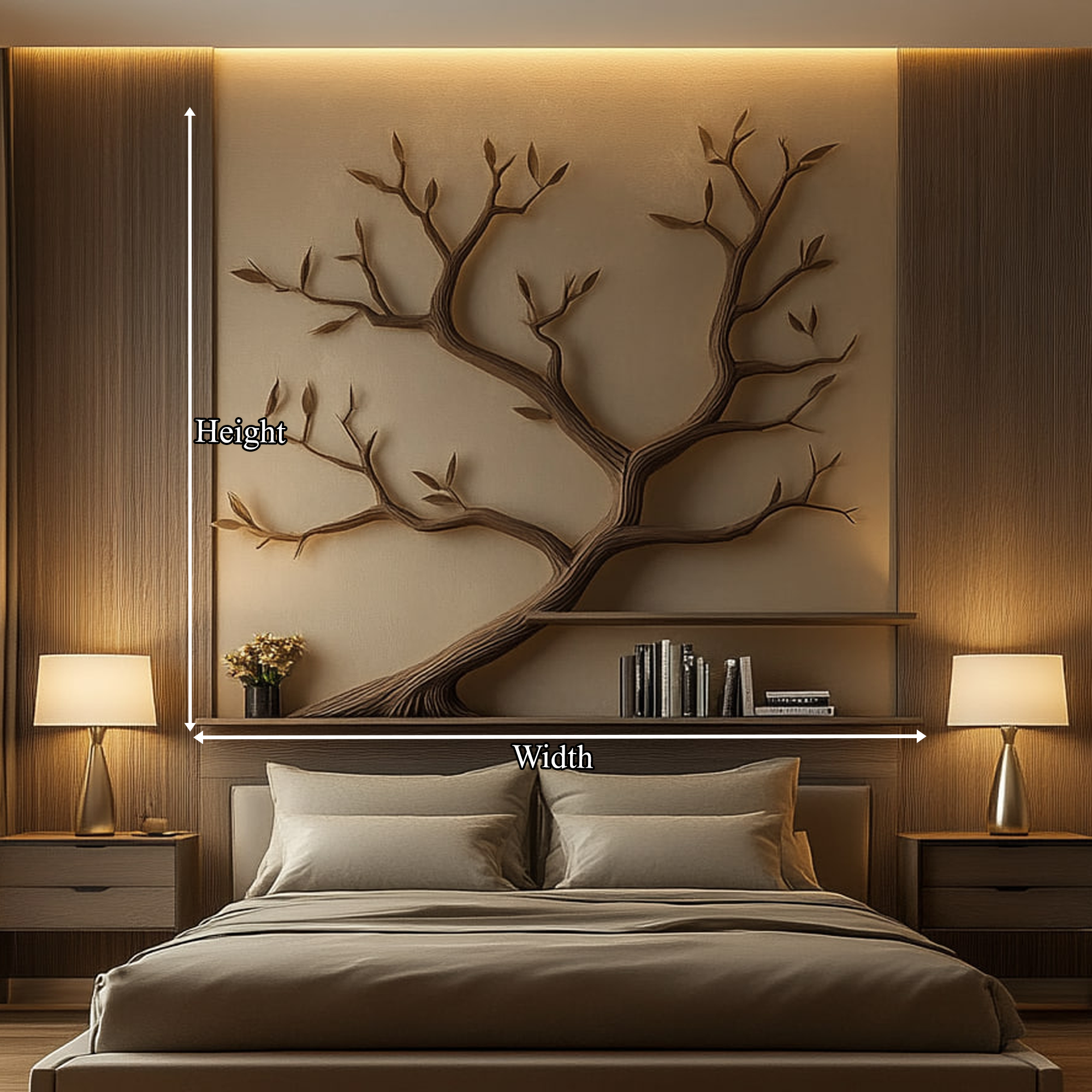 Mid Century Organic Tree Bookshelf Bedroom Wall Design SINLKITBS086
