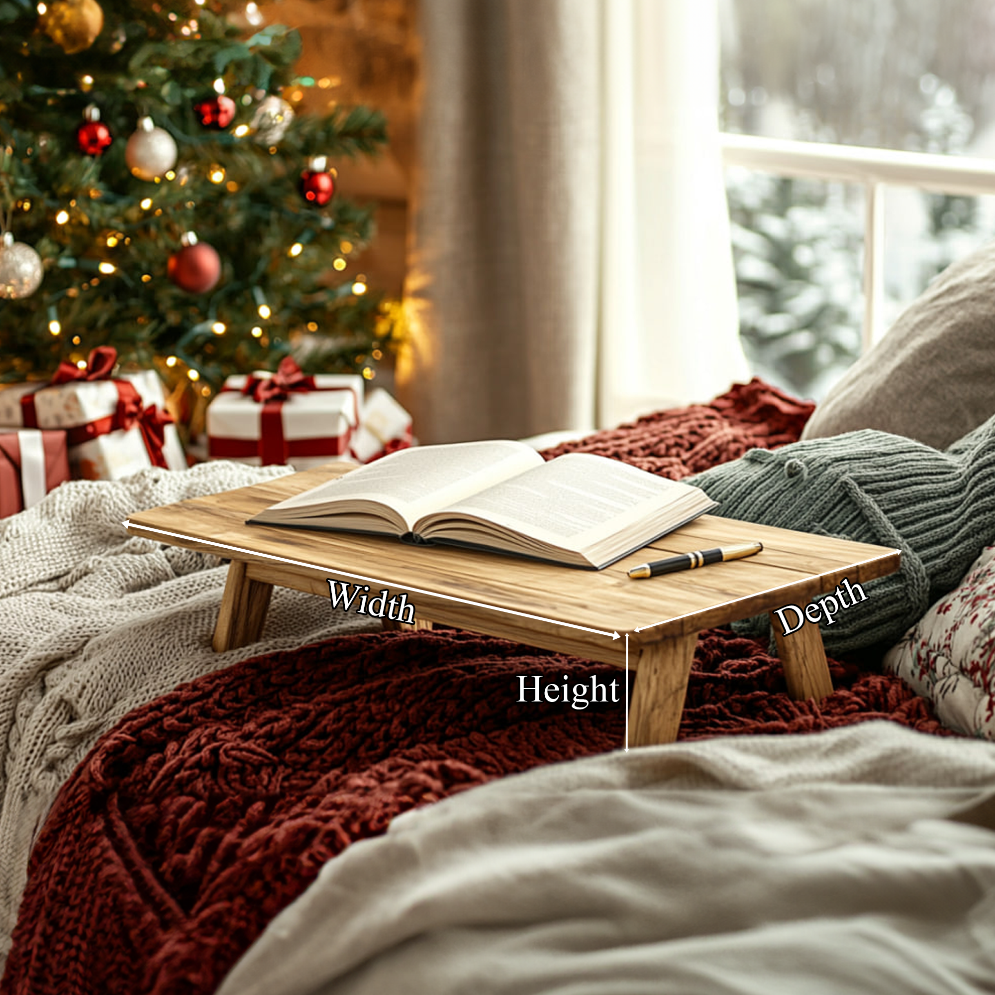 Rustic Bed Table Christmas Holiday Natural Home Decor SINLKIDK064