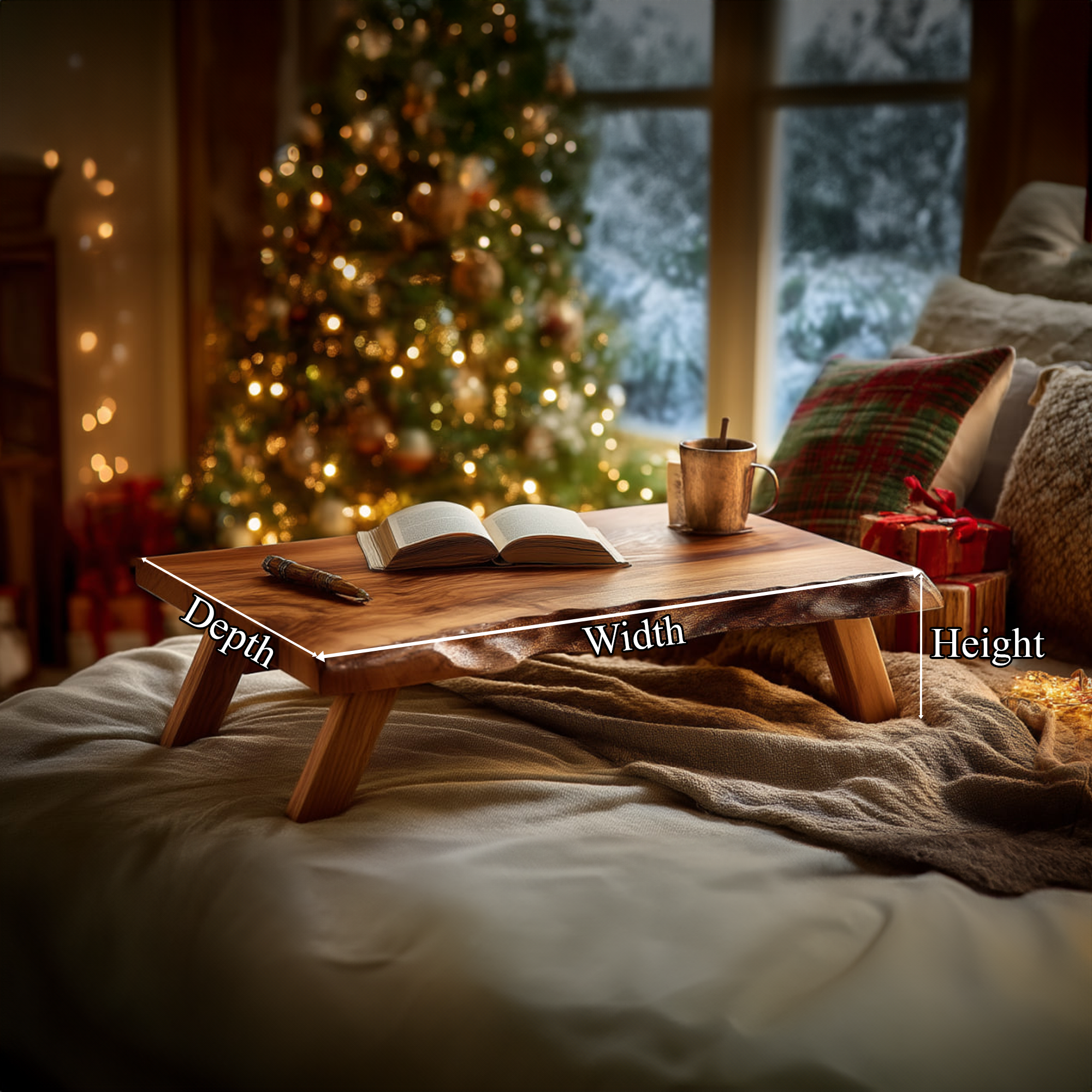 Rustic Rustic Bed Table Christmas Holiday Natural Home Decor SINLKIDK066