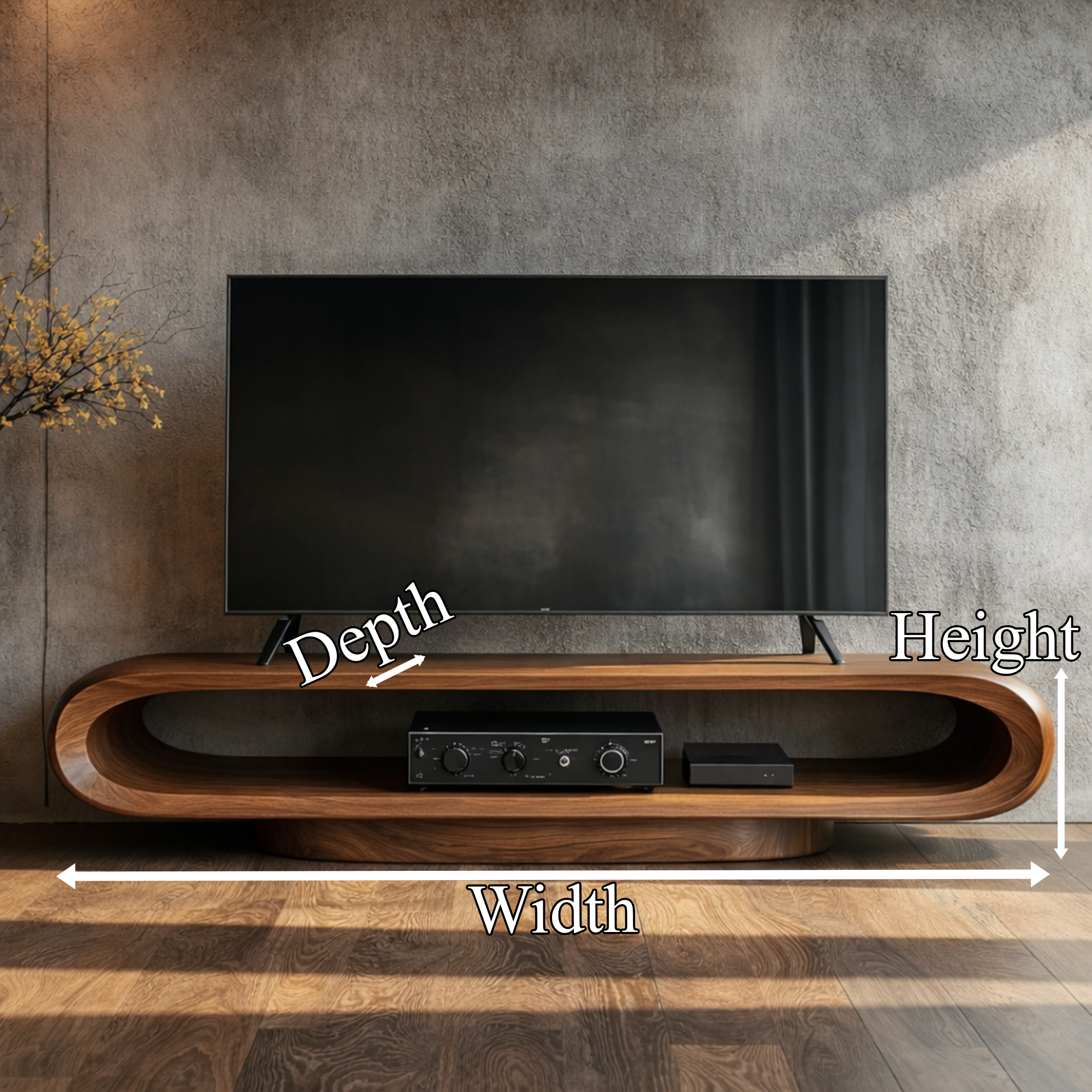 Artistic Curved TV Stand Entertainment Living Room And Lounge SINLKITC015
