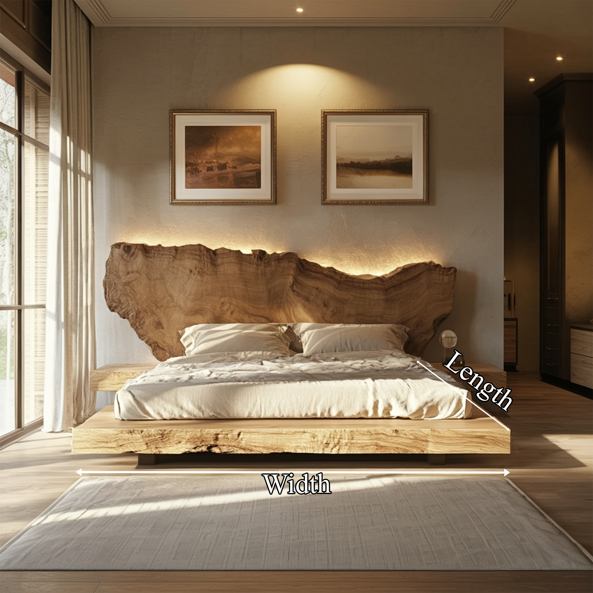 Mid Century Organic Wood Bed Bedroom SINLKIWB081