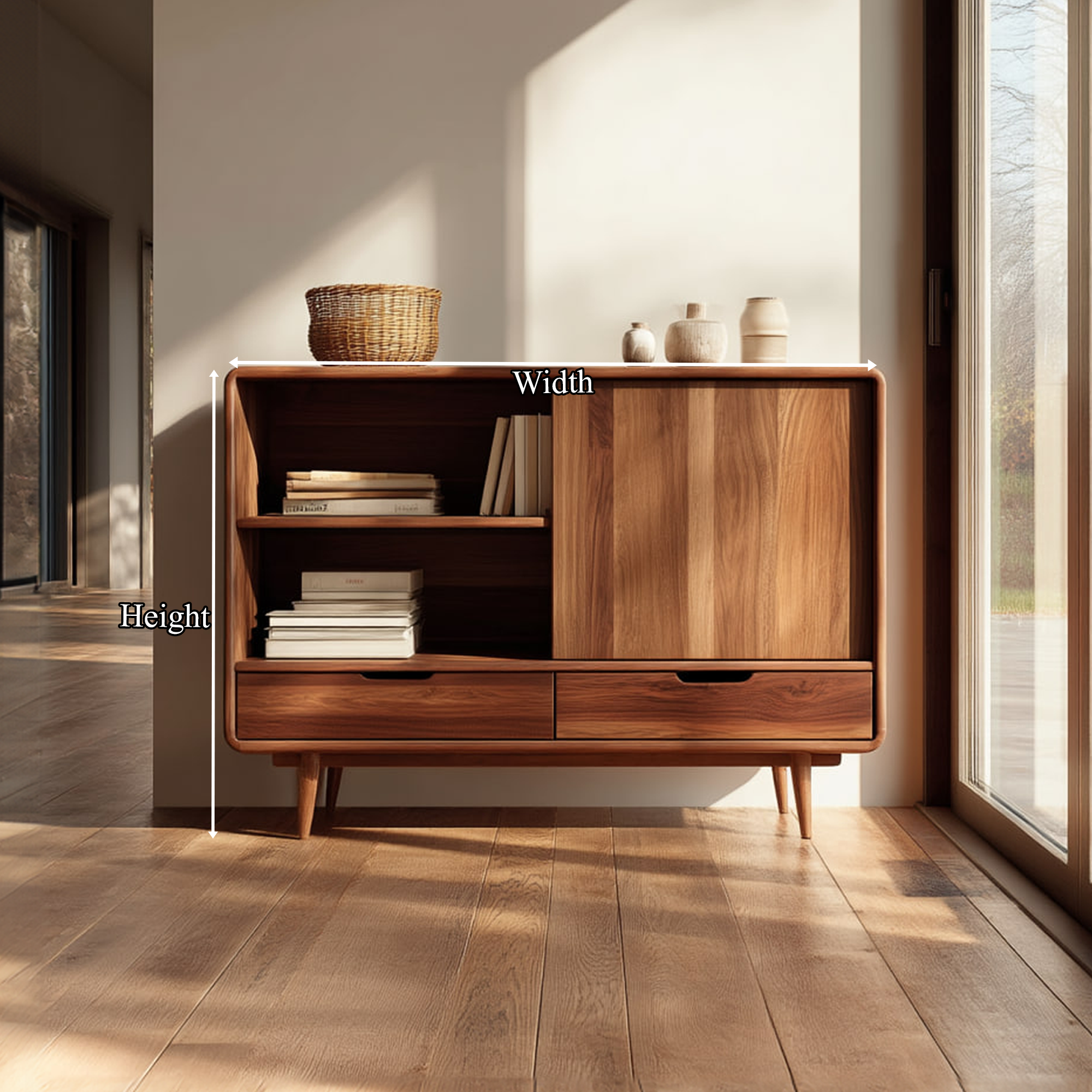 Mid Century Wooden Storage Cabinet Living Room Or Entryway SINLKISC249