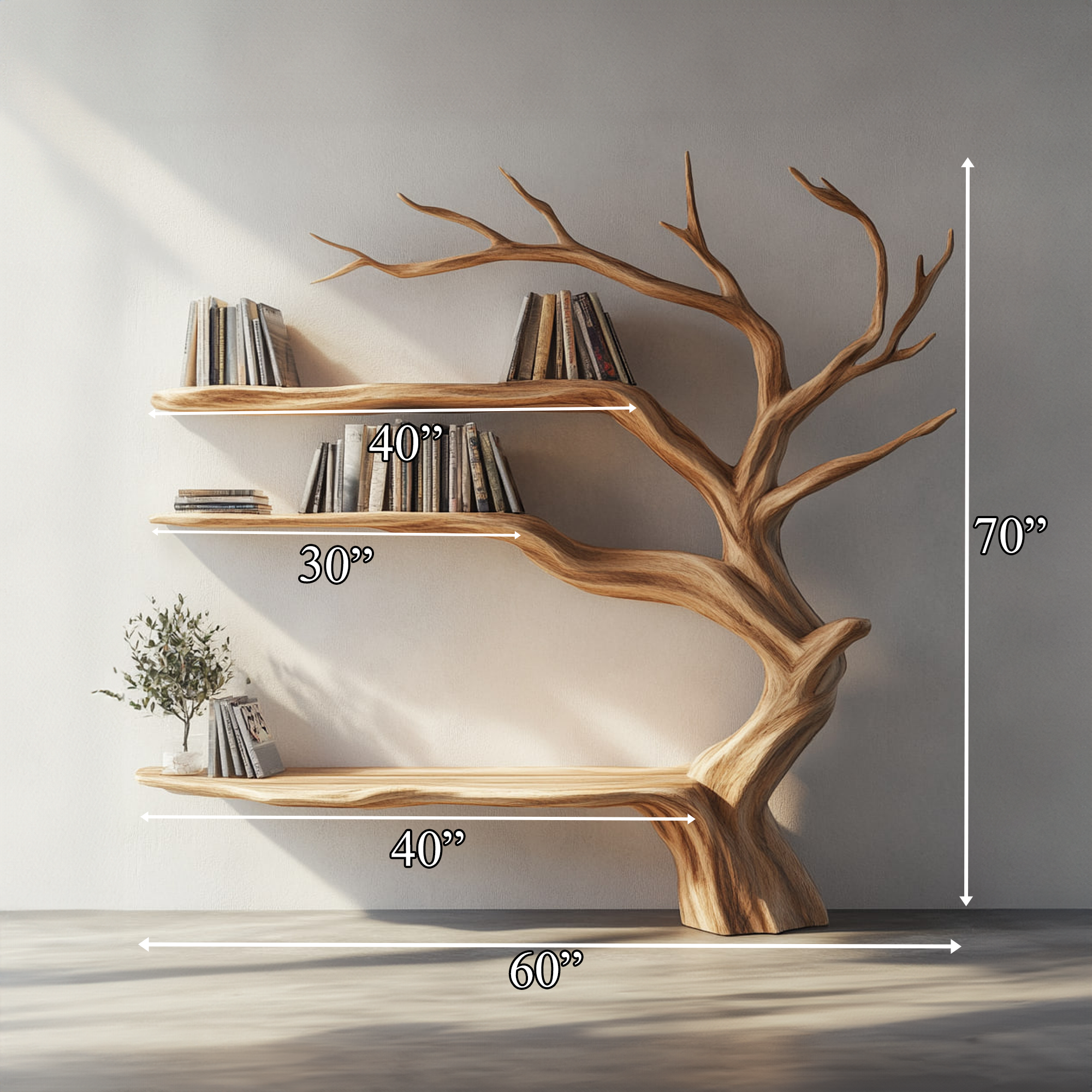 Rustic Christmas Tree Wall Shelf Bedroom And Entryway SINLKITB581